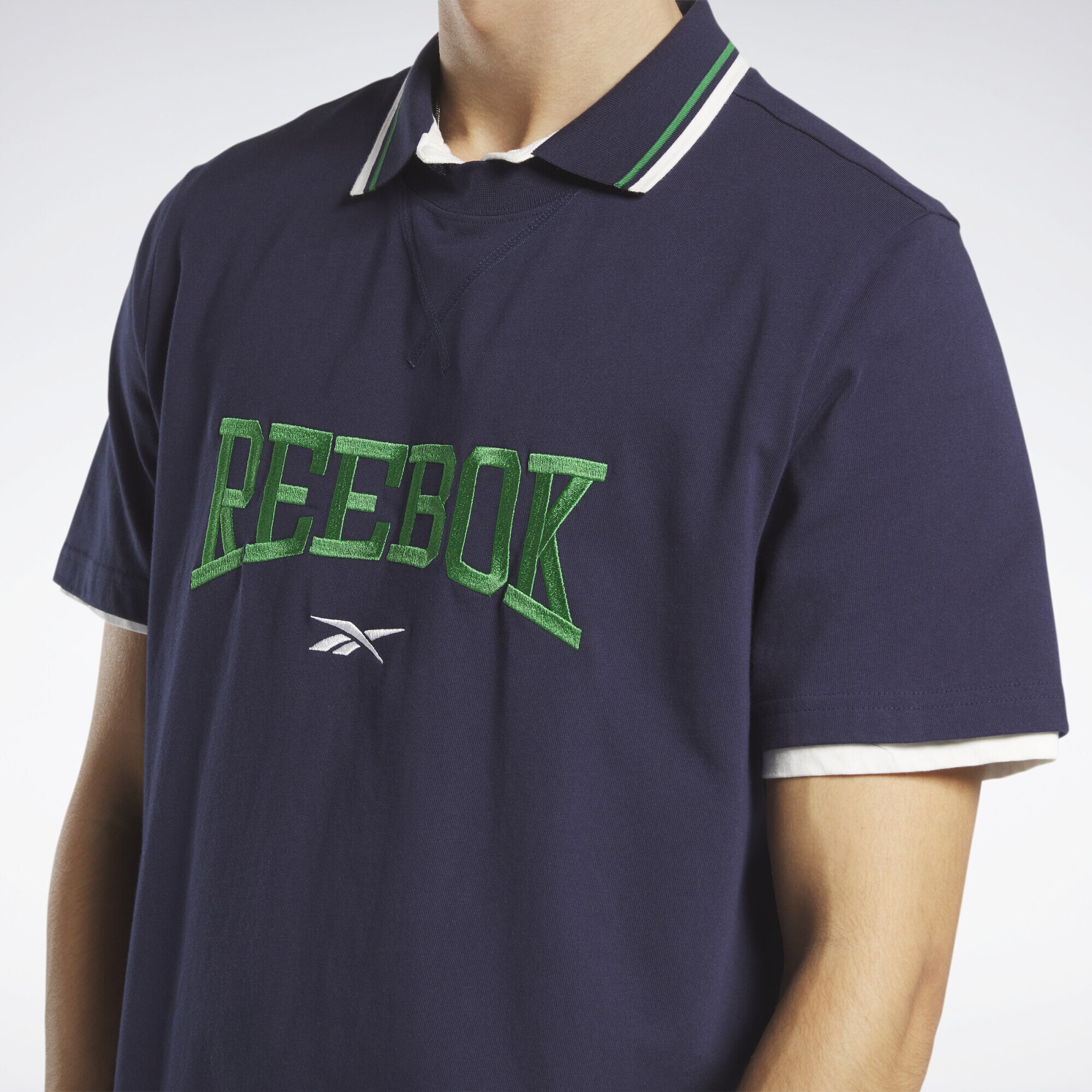 Reebok Tricou bleumarin / verde / alb - Pled.ro