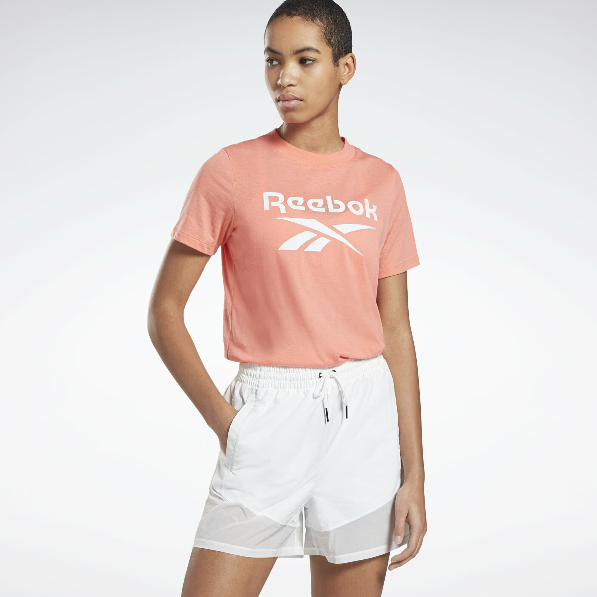 Reebok Tricou roz / alb - Pled.ro