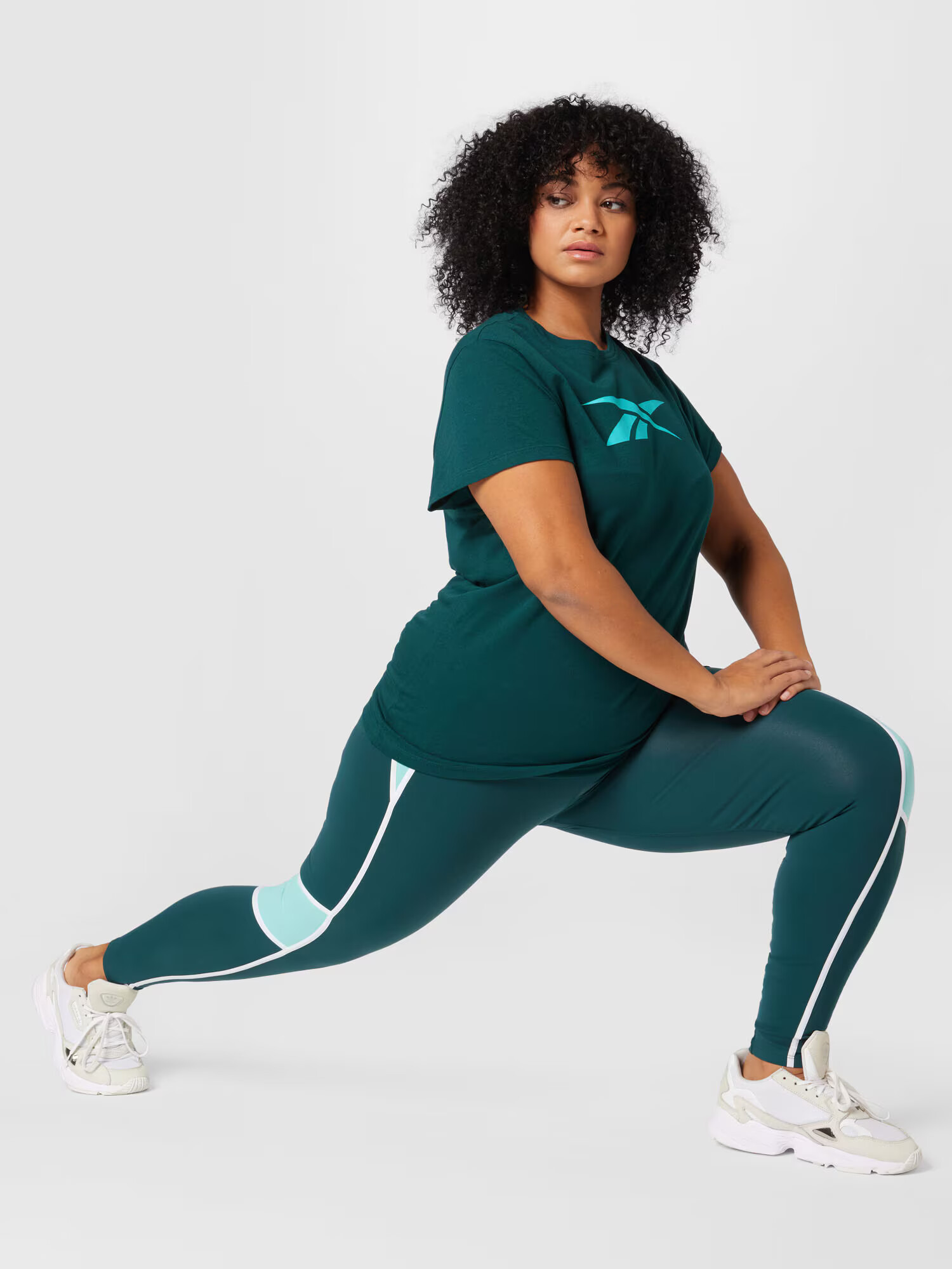 Reebok Pantaloni sport 'Lux' verde smarald / verde mentă / alb - Pled.ro