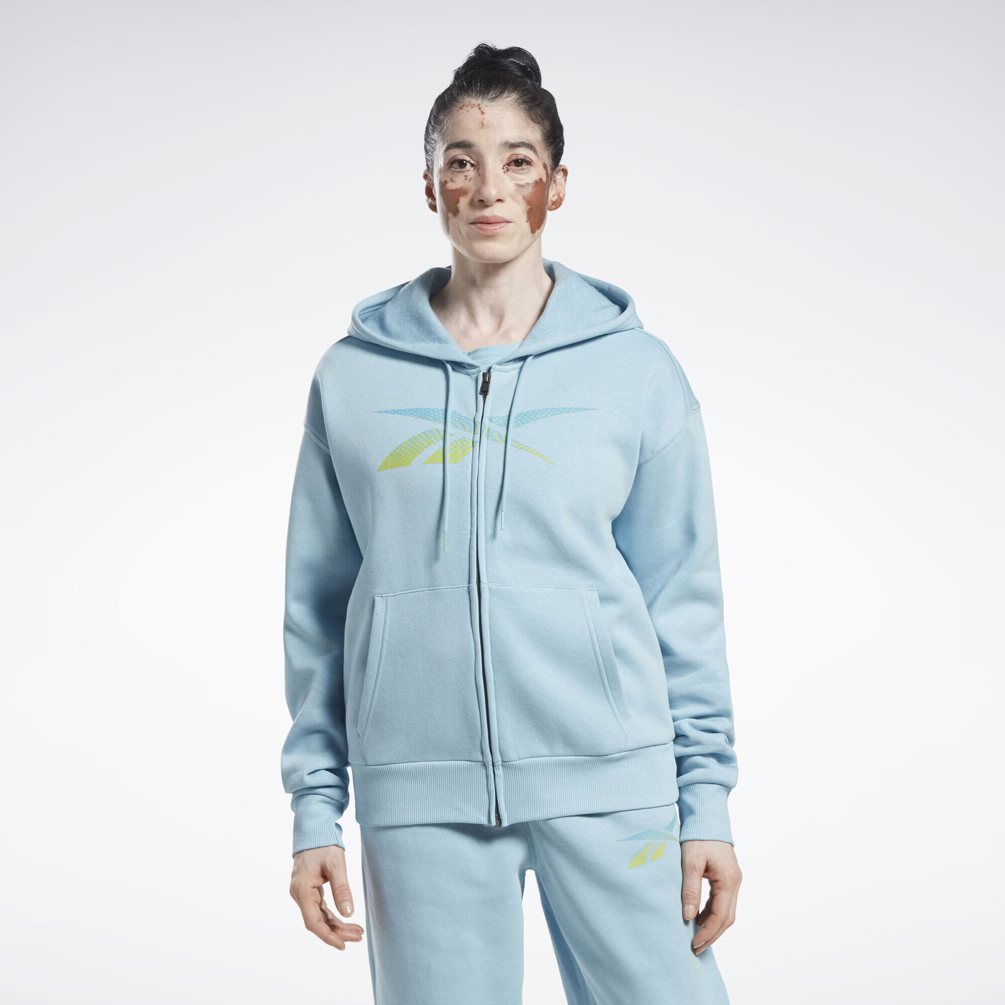 Reebok Sport Bluză cu fermoar sport 'Doorbuster' albastru / galben - Pled.ro