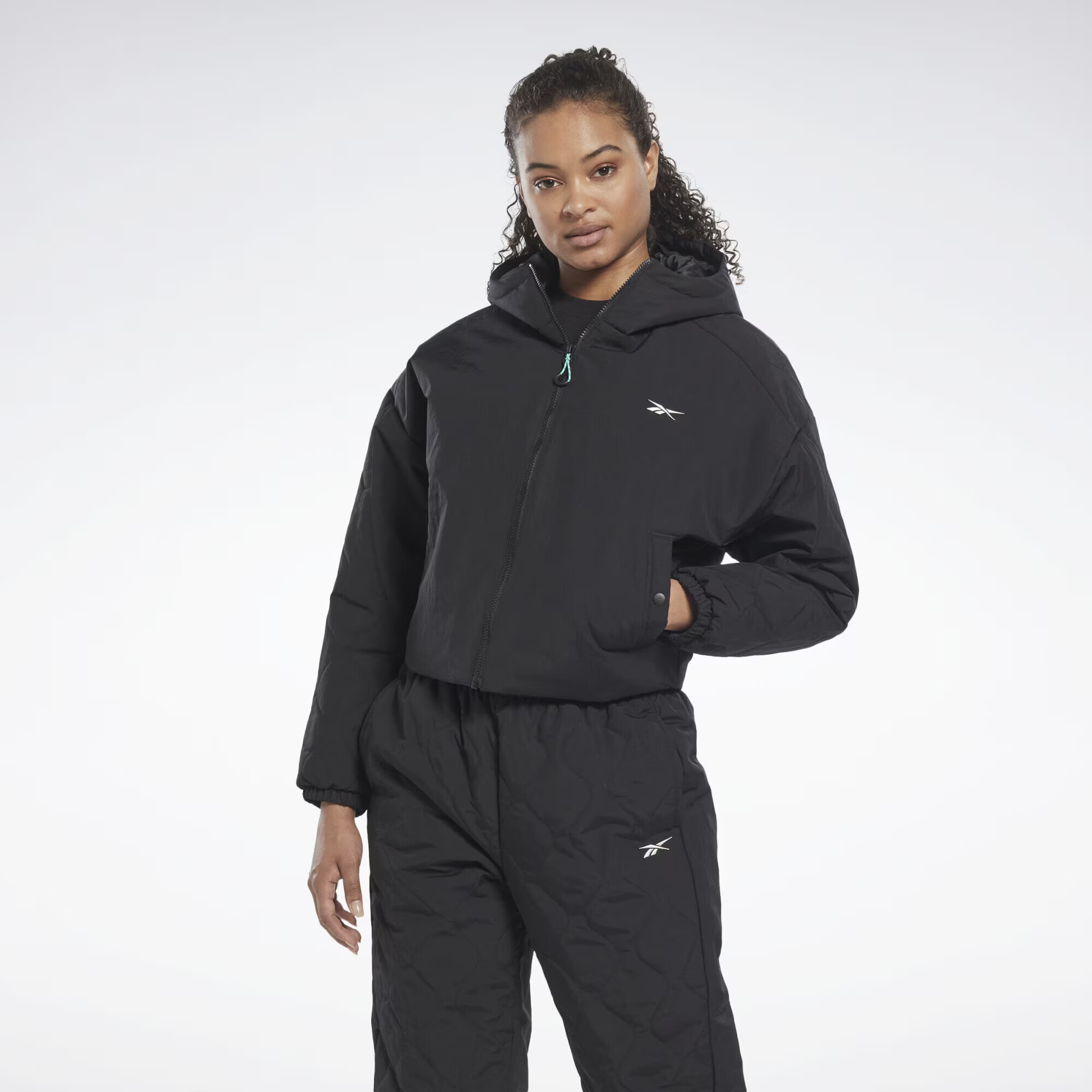 Reebok Sport Geacă sport negru / alb - Pled.ro