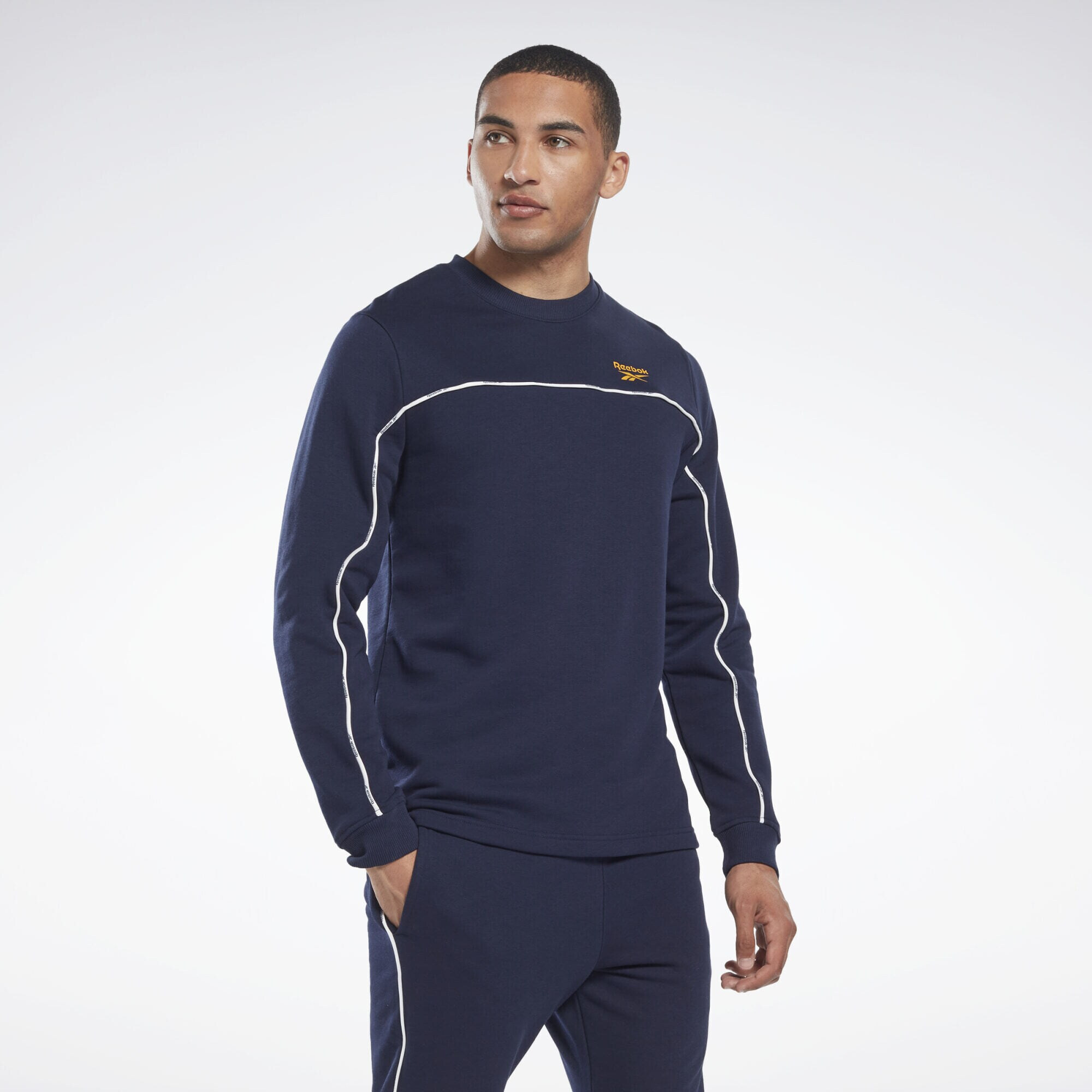 Reebok Sport Hanorac sport albastru închis / galben șofran / alb - Pled.ro