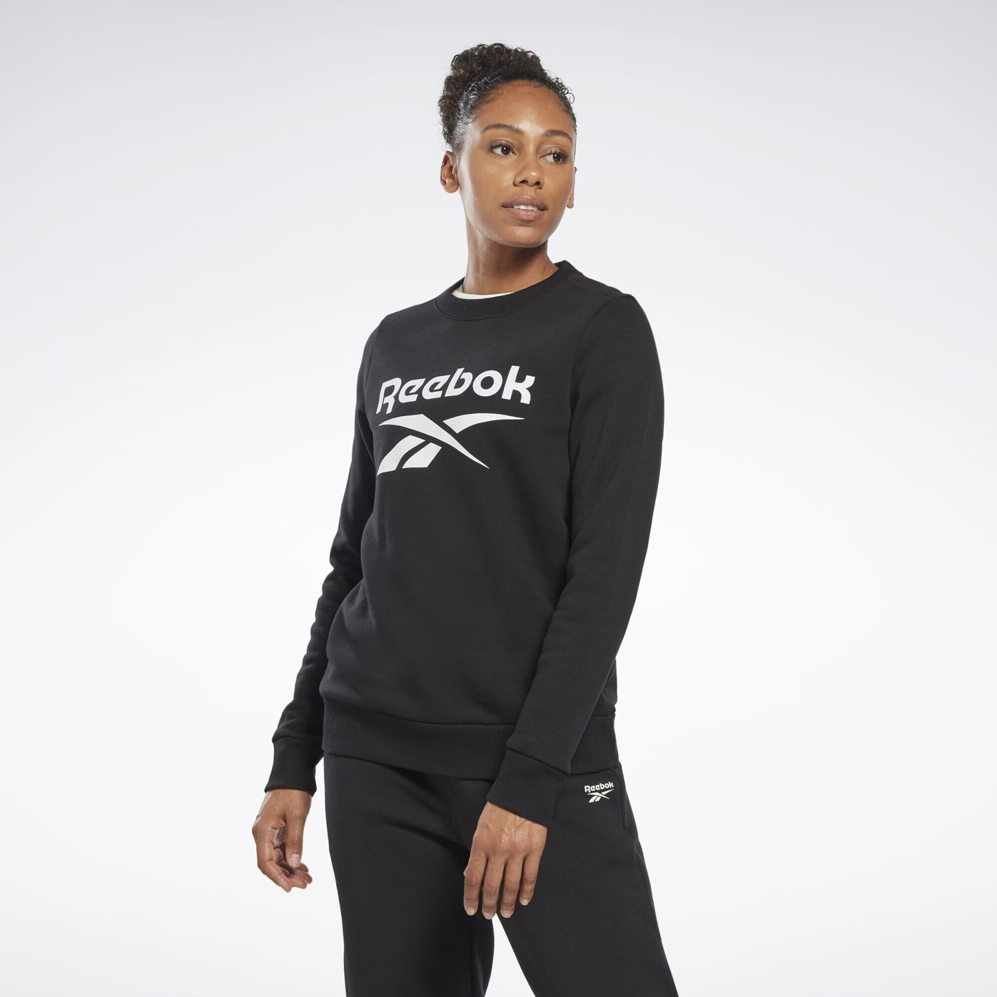 Reebok Sport Bluză de molton negru / alb - Pled.ro