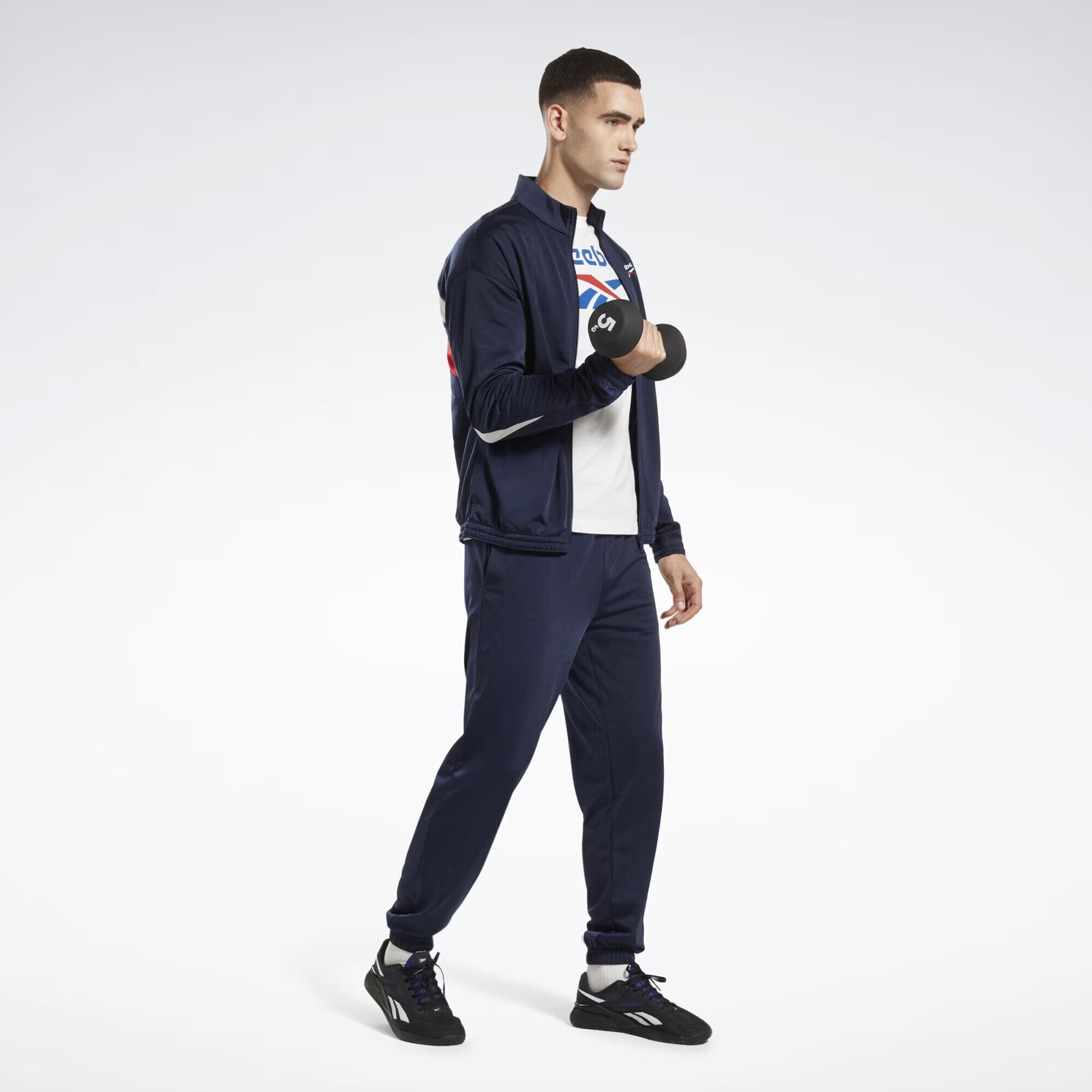 Reebok Pantaloni sport bleumarin / roșu cireș / alb - Pled.ro