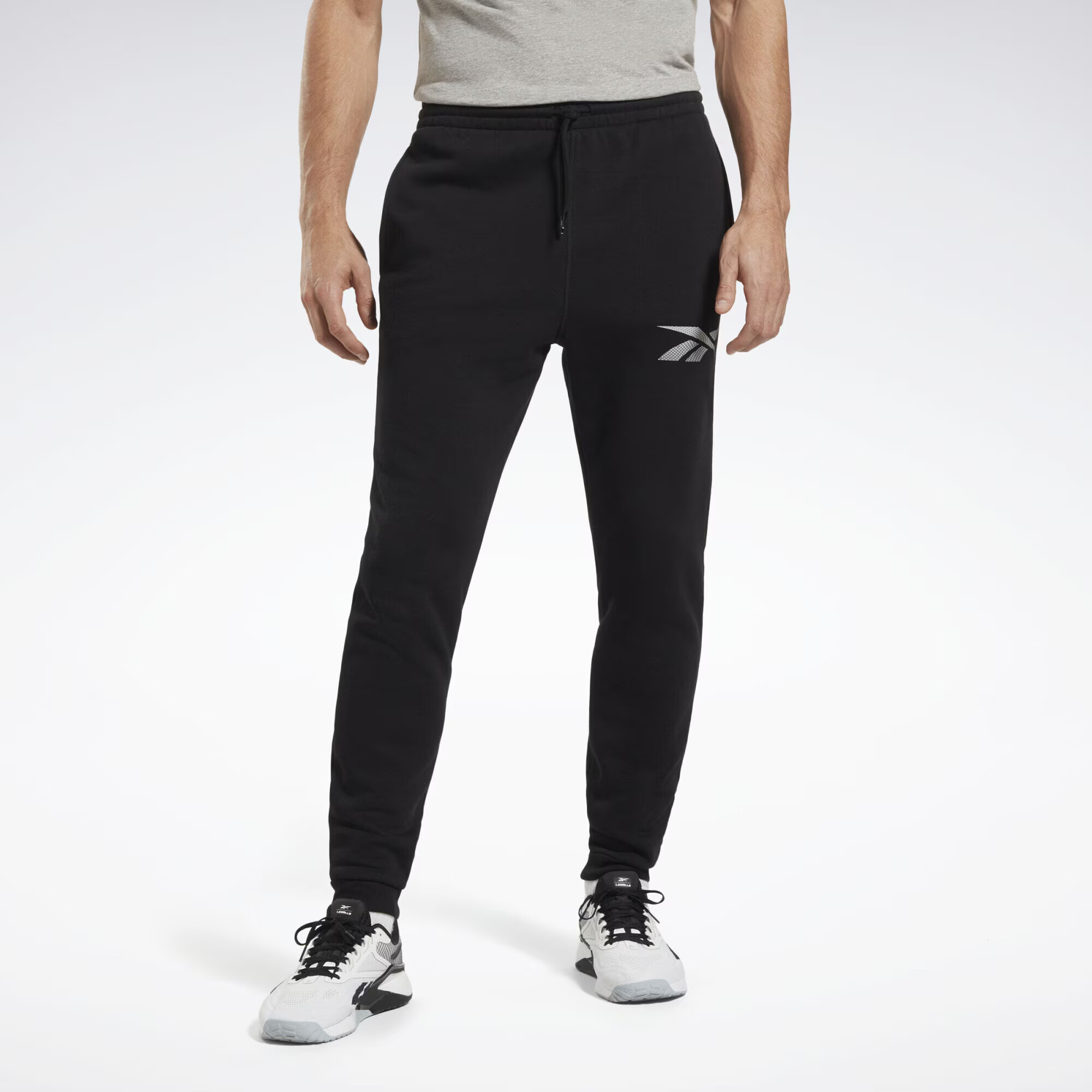 Reebok Sport Pantaloni sport gri piatră / negru / alb - Pled.ro