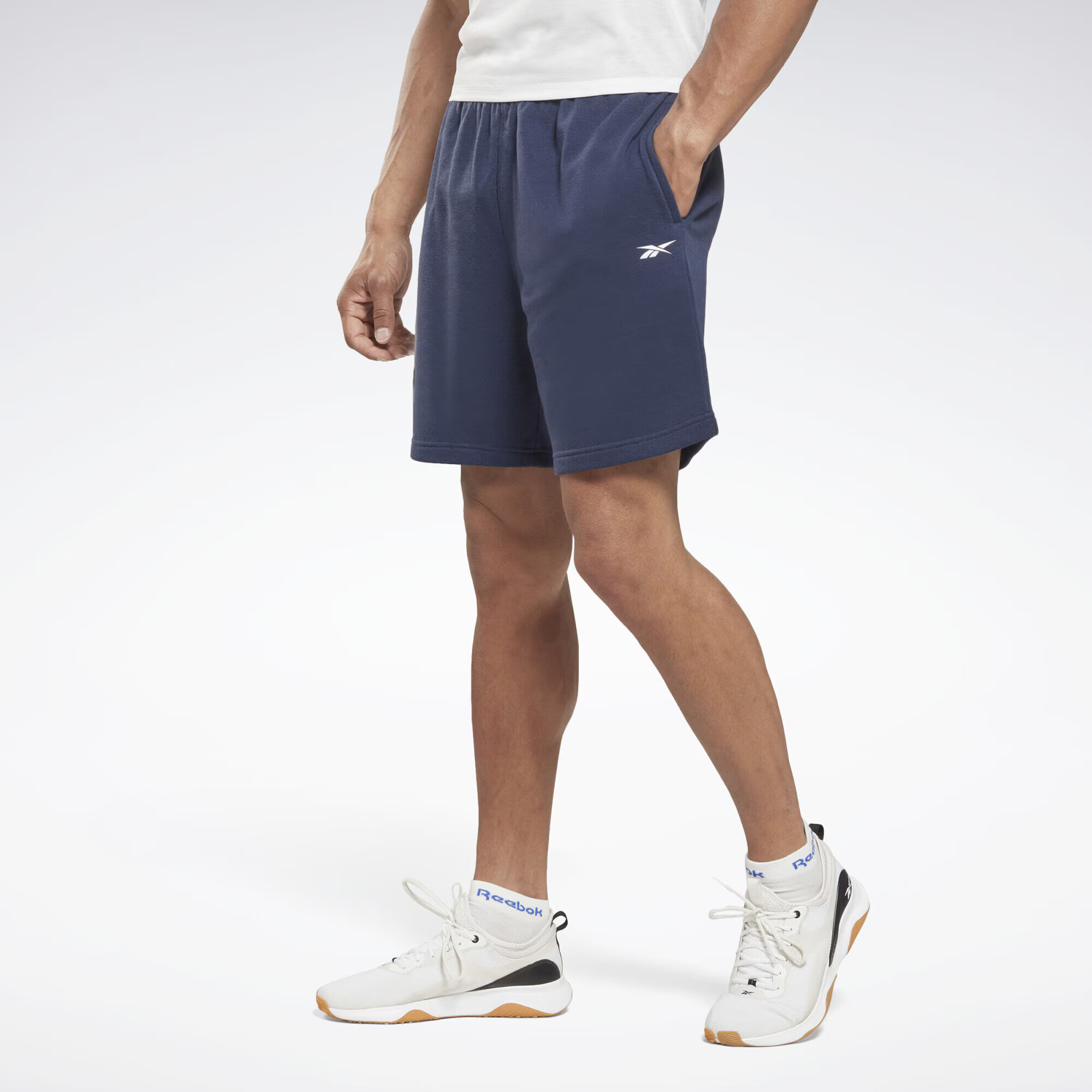 Reebok Sport Pantaloni sport 'Terry' bleumarin / alb - Pled.ro