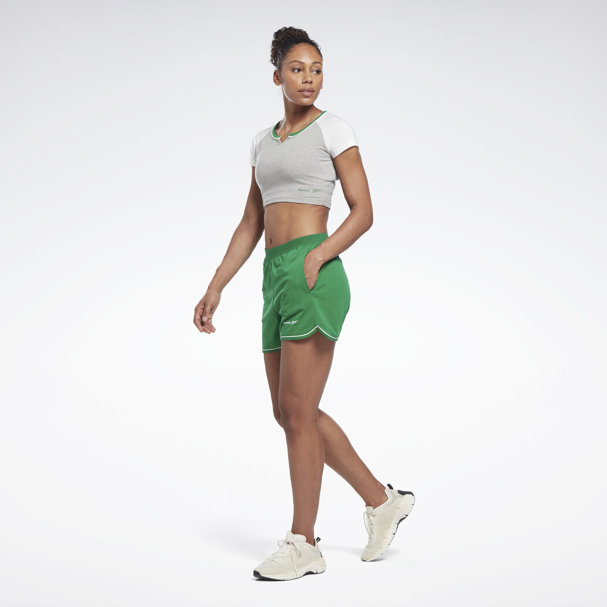 Reebok Sport Pantaloni sport verde iarbă / alb - Pled.ro