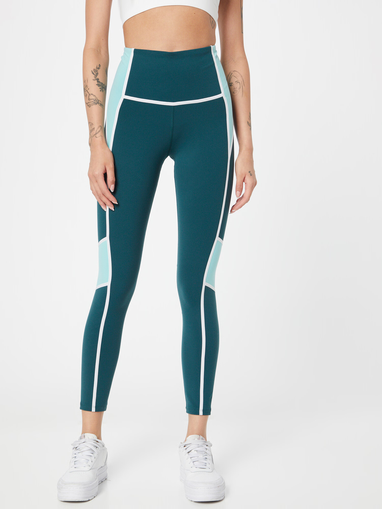 Reebok Pantaloni sport verde petrol / verde mentă / alb - Pled.ro