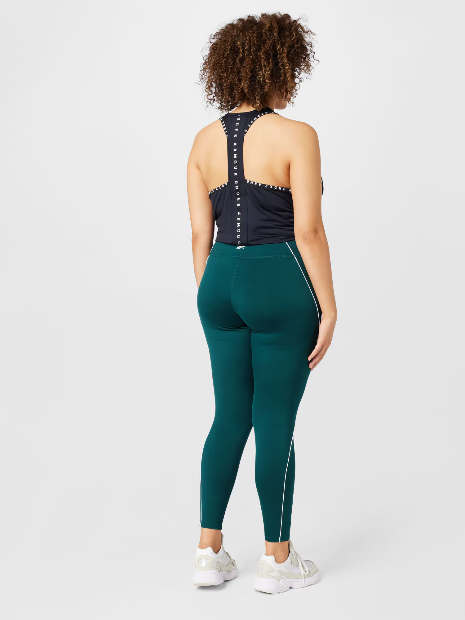 Reebok Pantaloni sport 'Workout Ready' verde închis / alb - Pled.ro