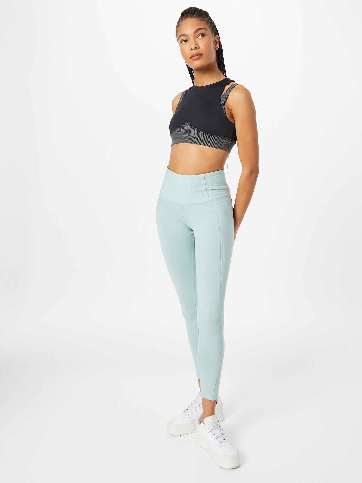 Reebok Sport Sutien sport 'Studio Layered' negru / alb - Pled.ro