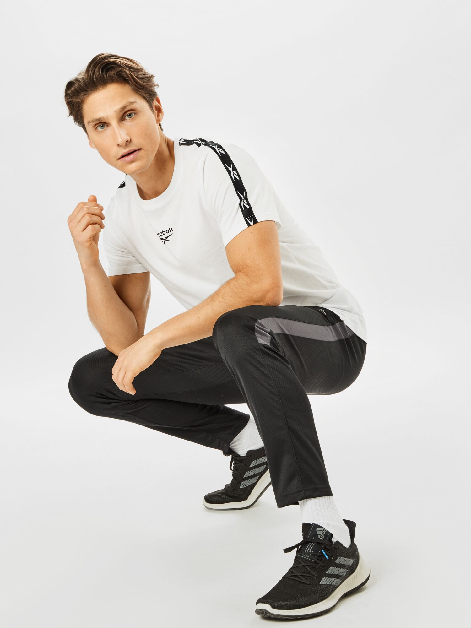 Reebok Sport Tricou funcțional negru / alb - Pled.ro