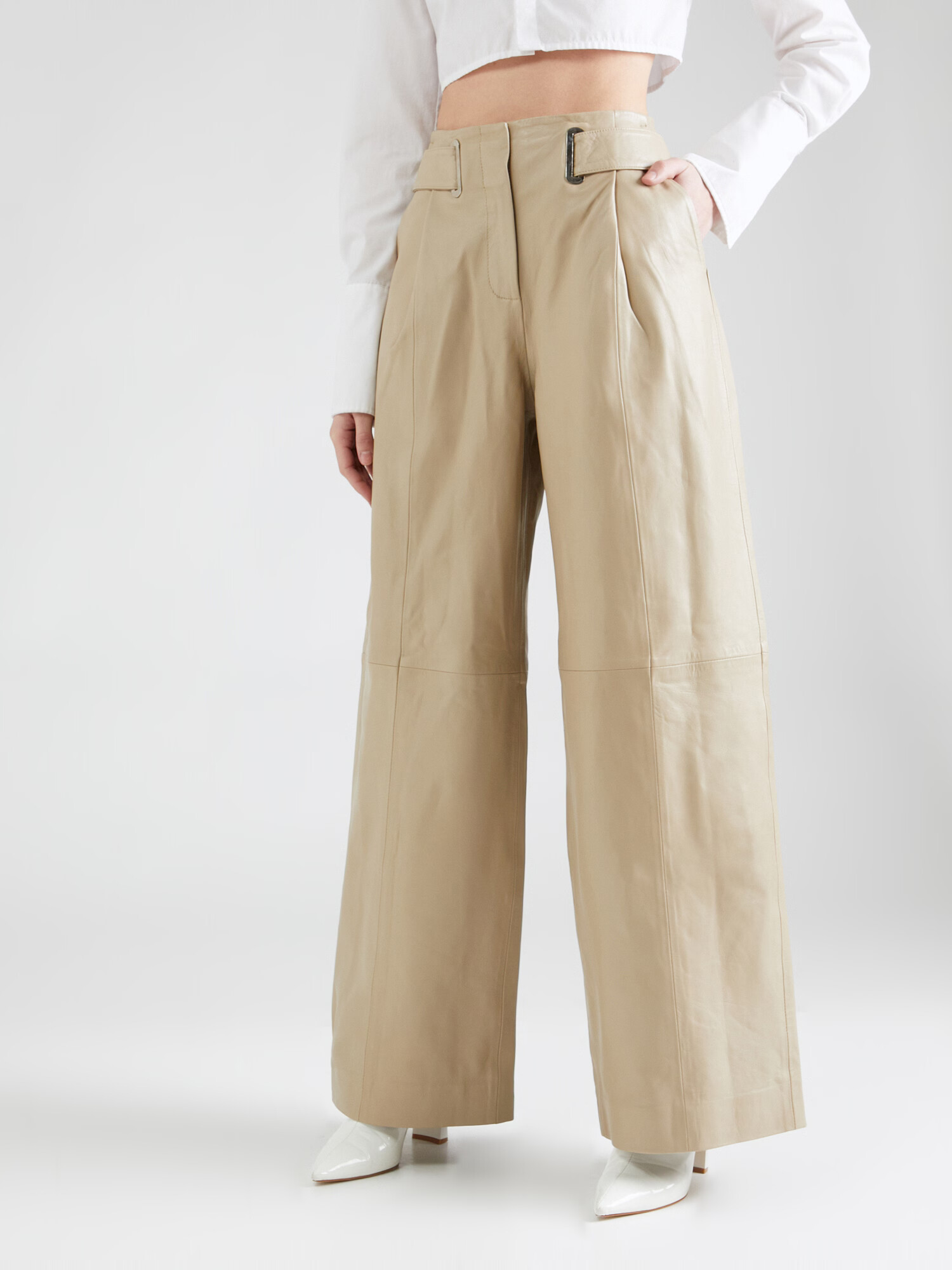 REMAIN Birger Christensen Pantaloni bej deschis - Pled.ro