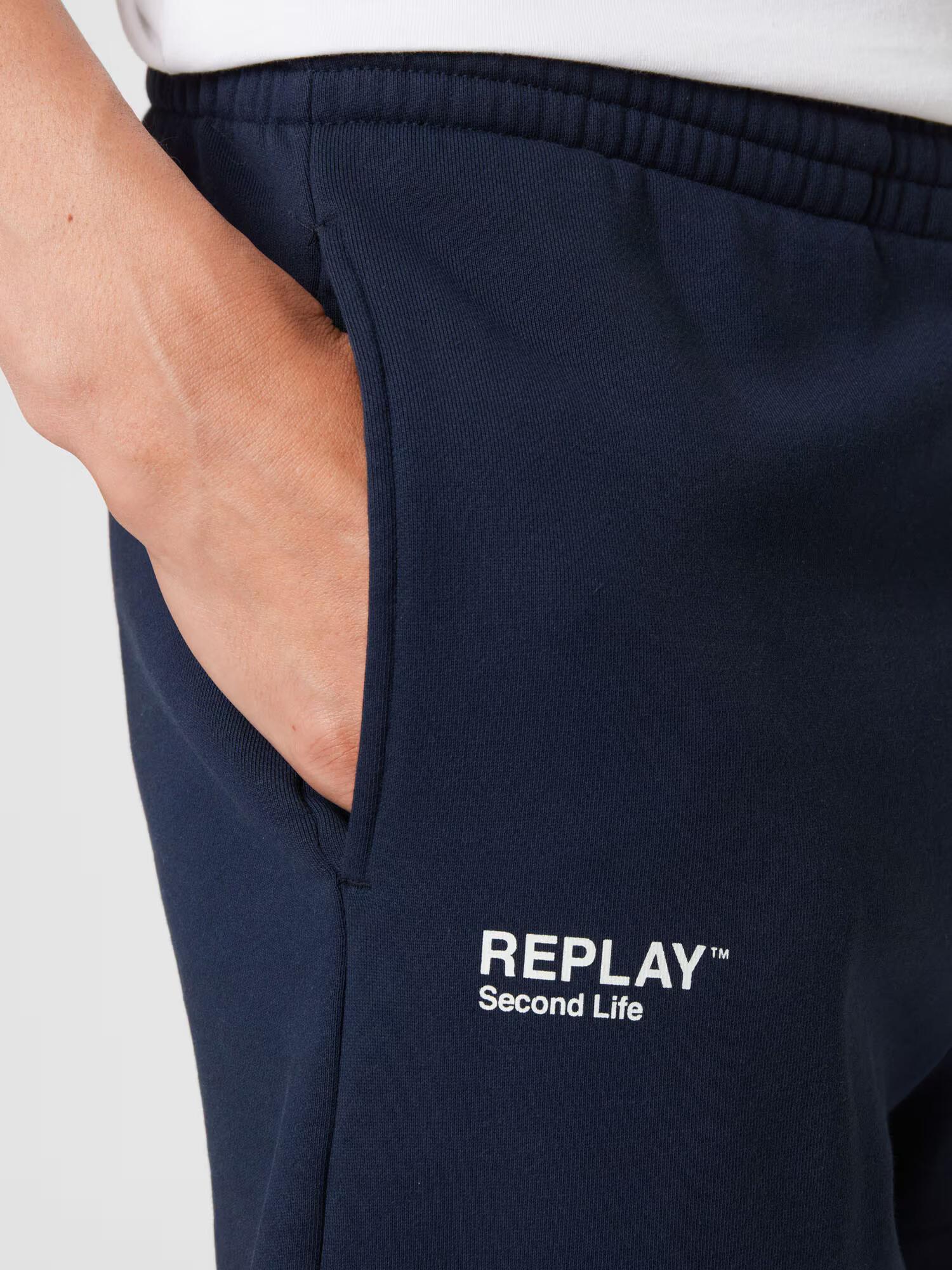 REPLAY Pantaloni bleumarin / alb - Pled.ro