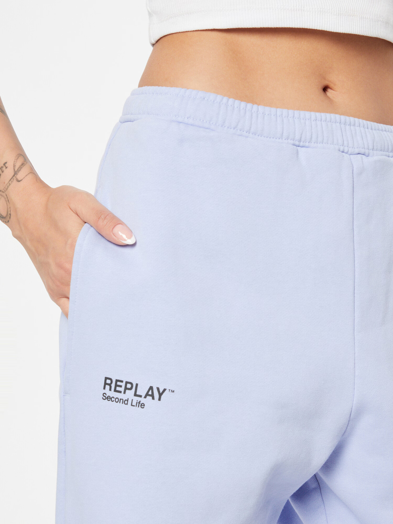 REPLAY Pantaloni mov pastel / negru - Pled.ro