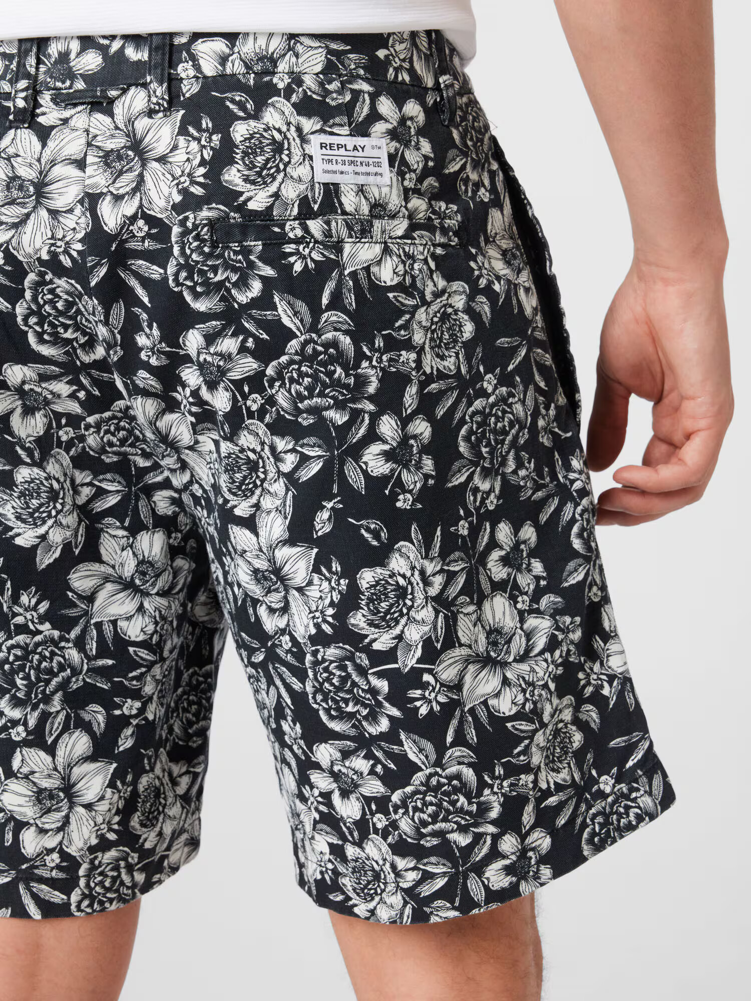 REPLAY Pantaloni negru / alb - Pled.ro