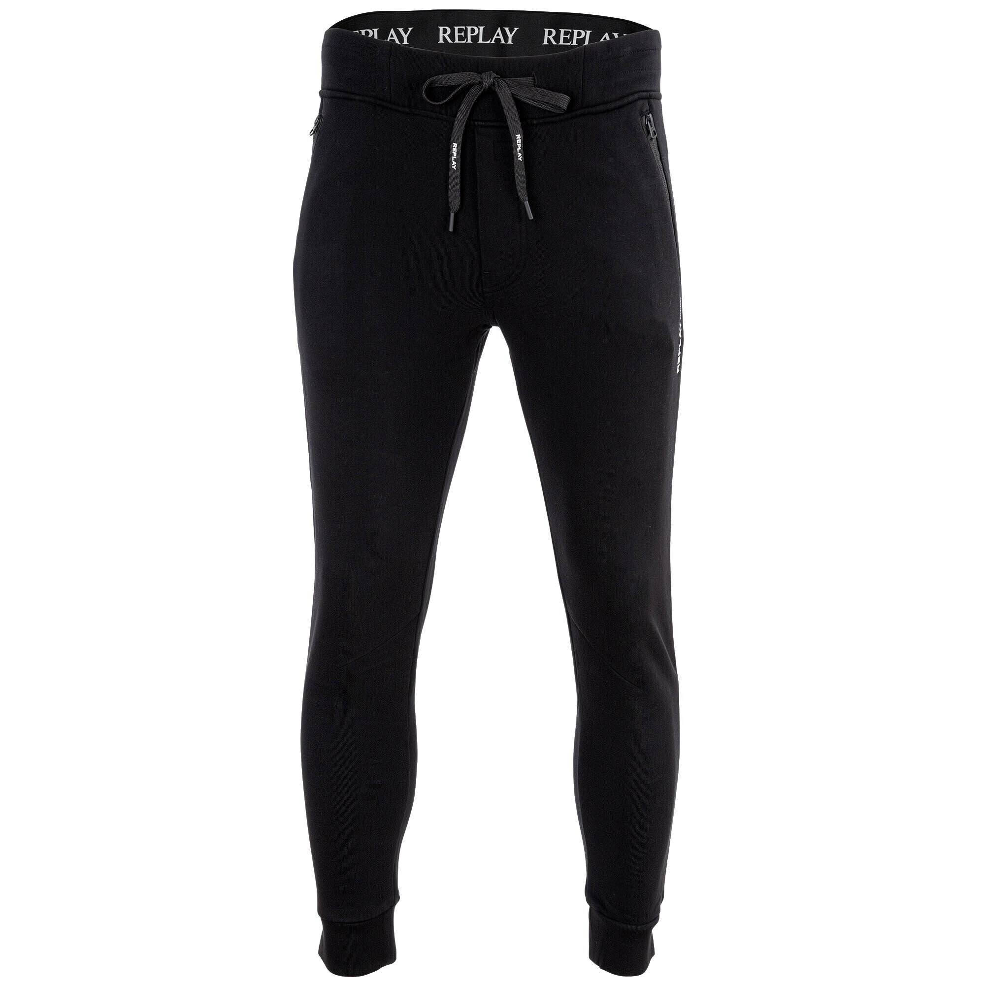 REPLAY Pantaloni negru / alb - Pled.ro