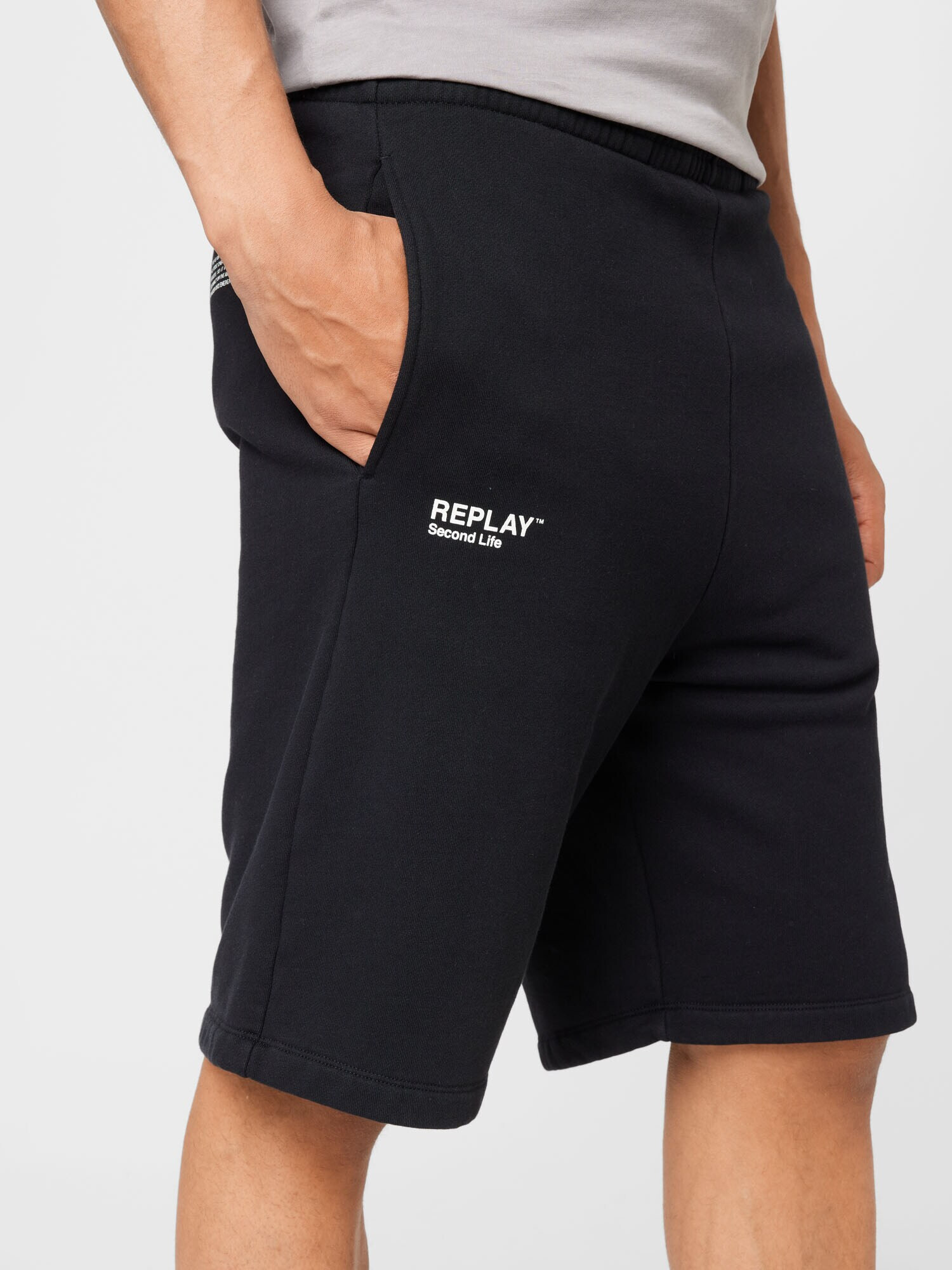 REPLAY Pantaloni negru / alb - Pled.ro