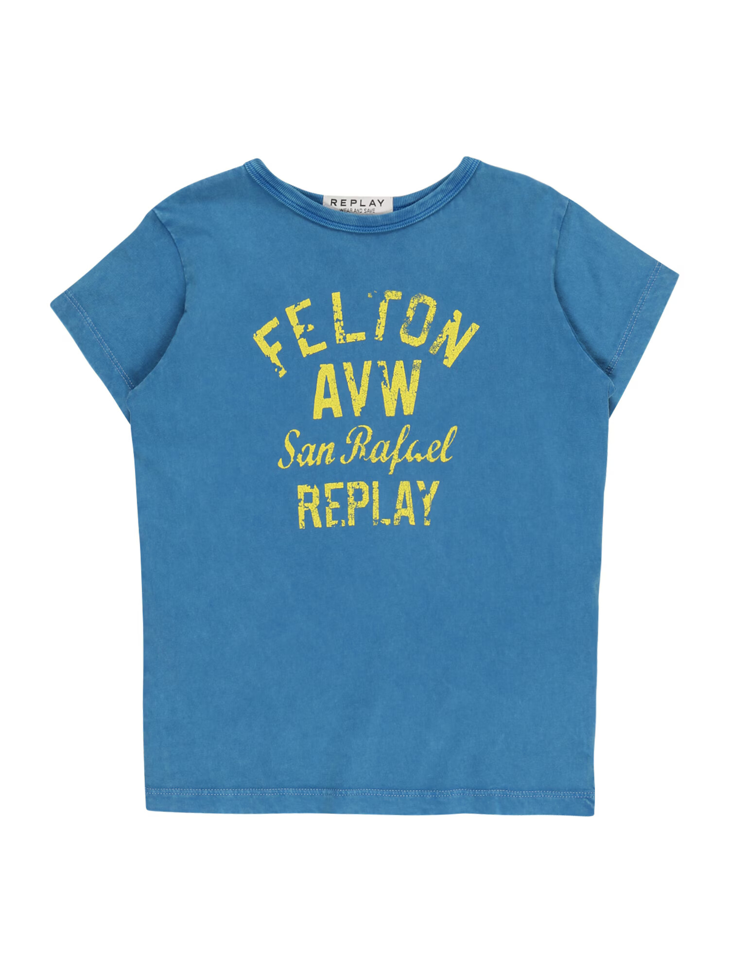 REPLAY & SONS Tricou azuriu / galben - Pled.ro