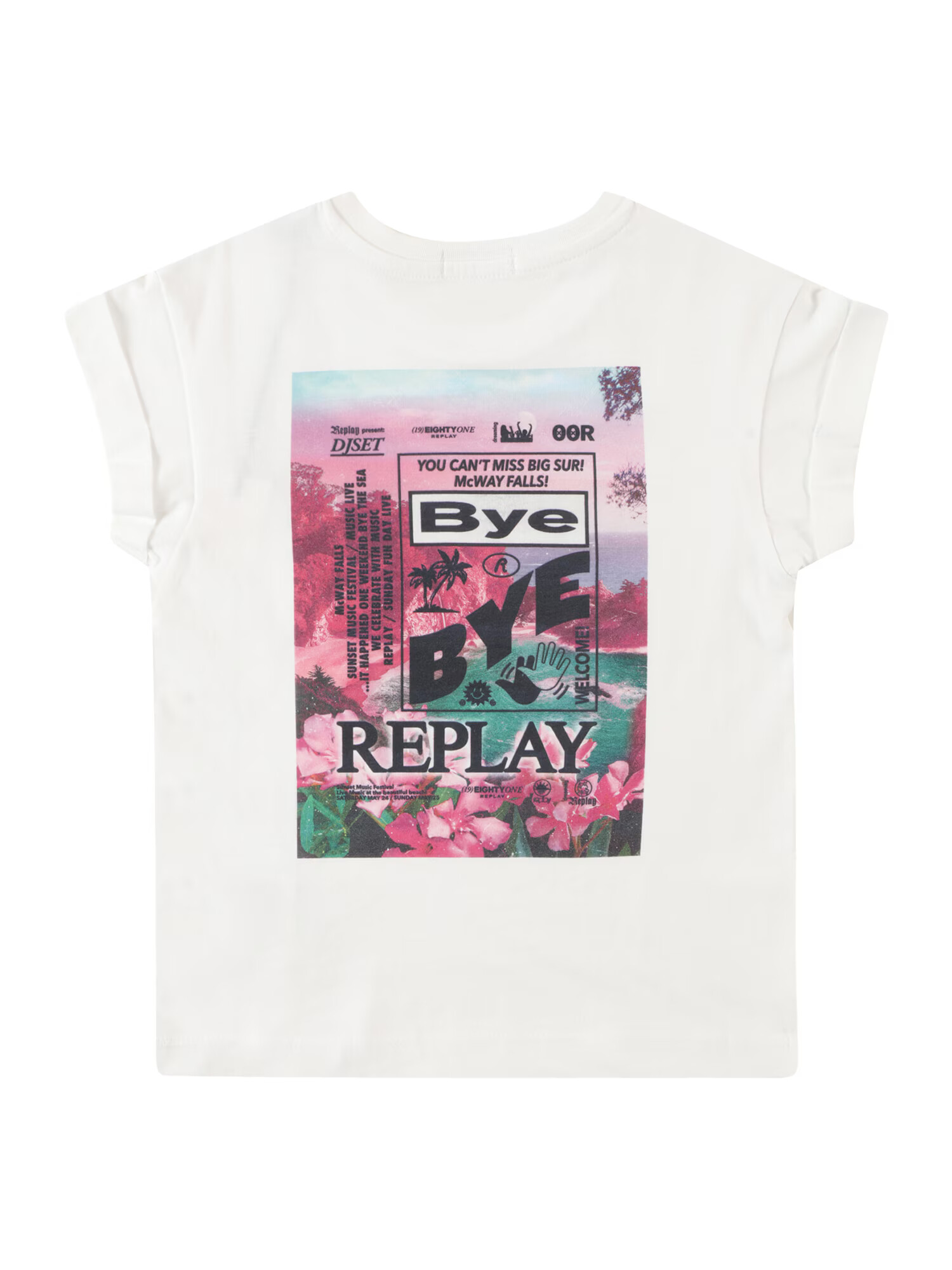 REPLAY & SONS Tricou verde / lila / negru / alb - Pled.ro