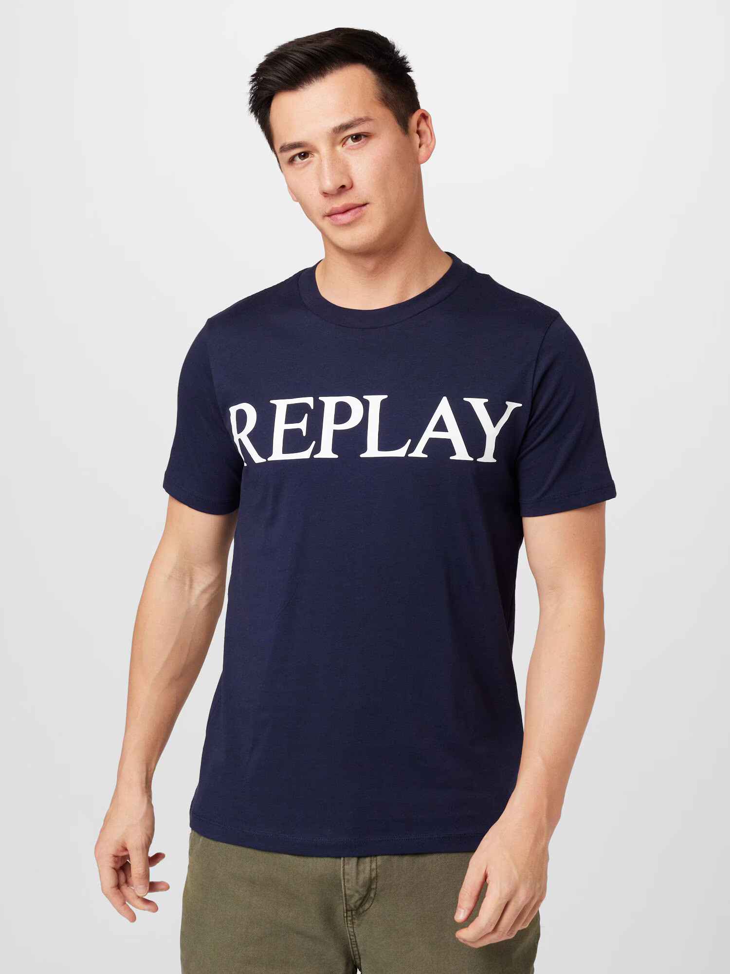 REPLAY Tricou albastru închis / alb - Pled.ro