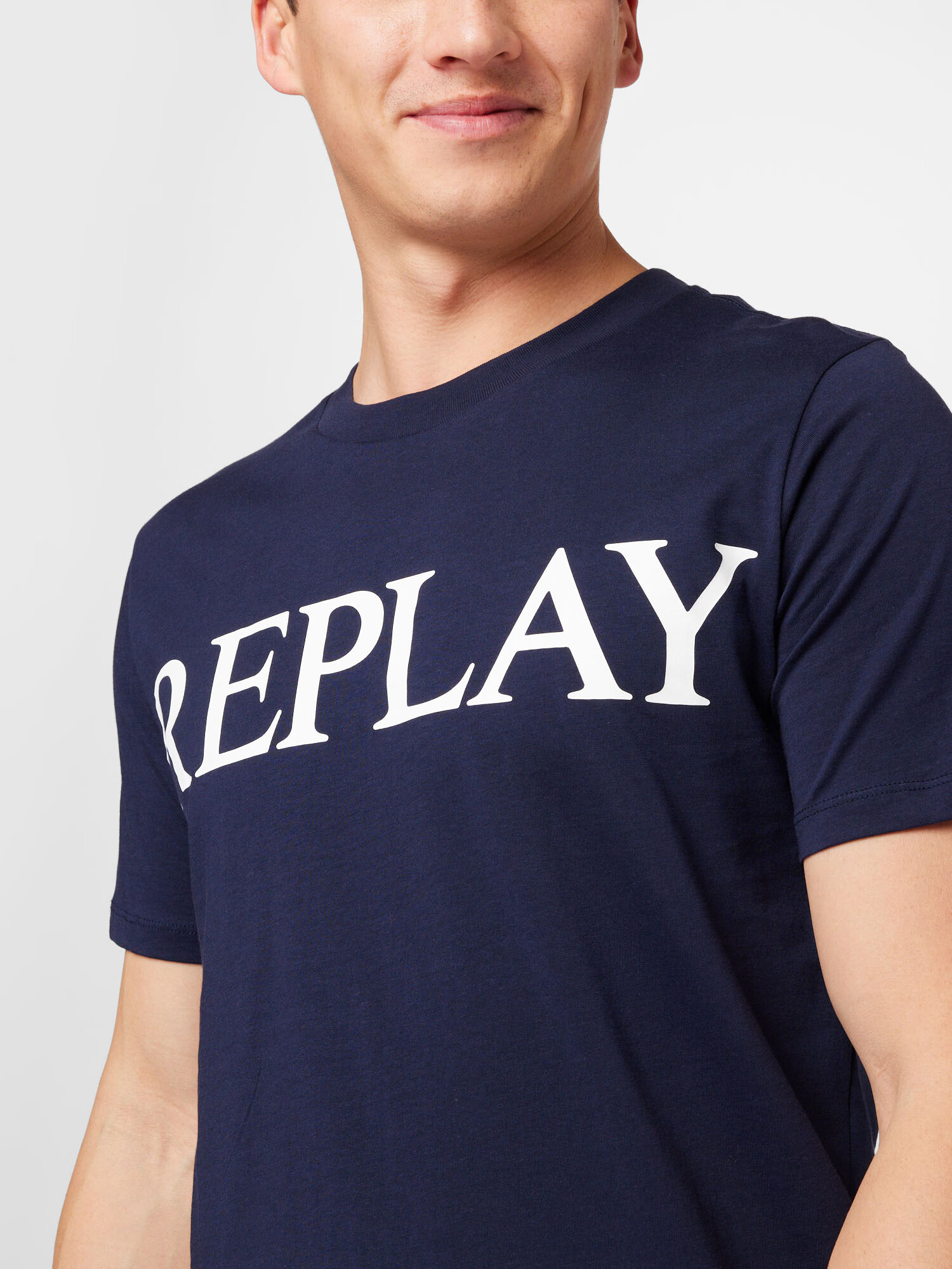 REPLAY Tricou albastru închis / alb - Pled.ro