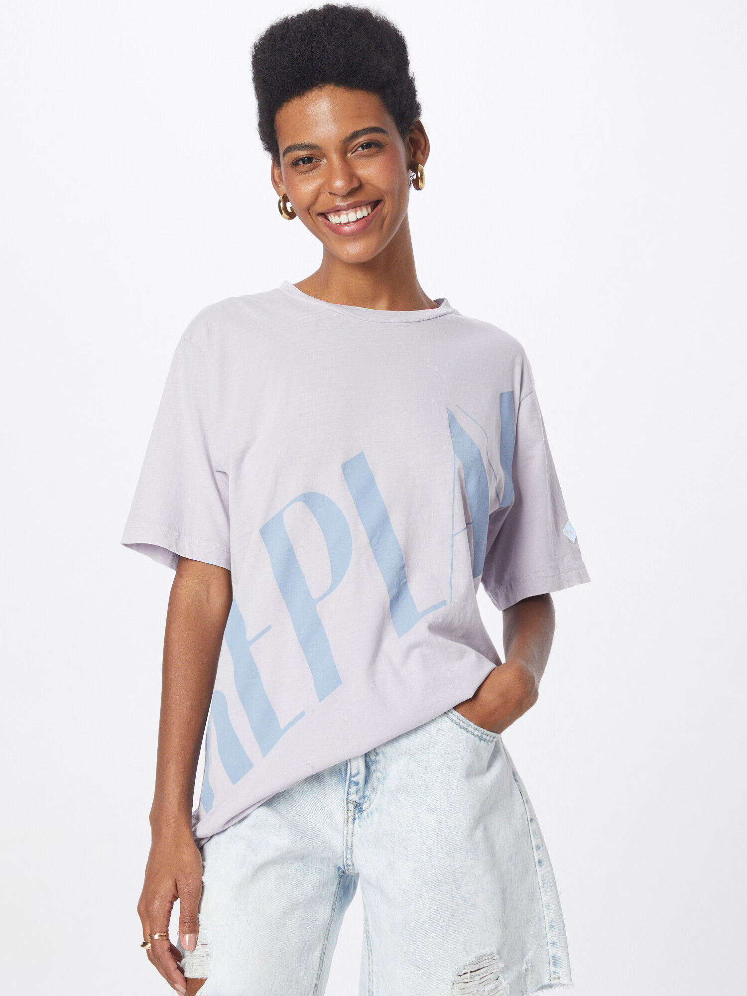 REPLAY Tricou albastru pastel / mov pastel - Pled.ro