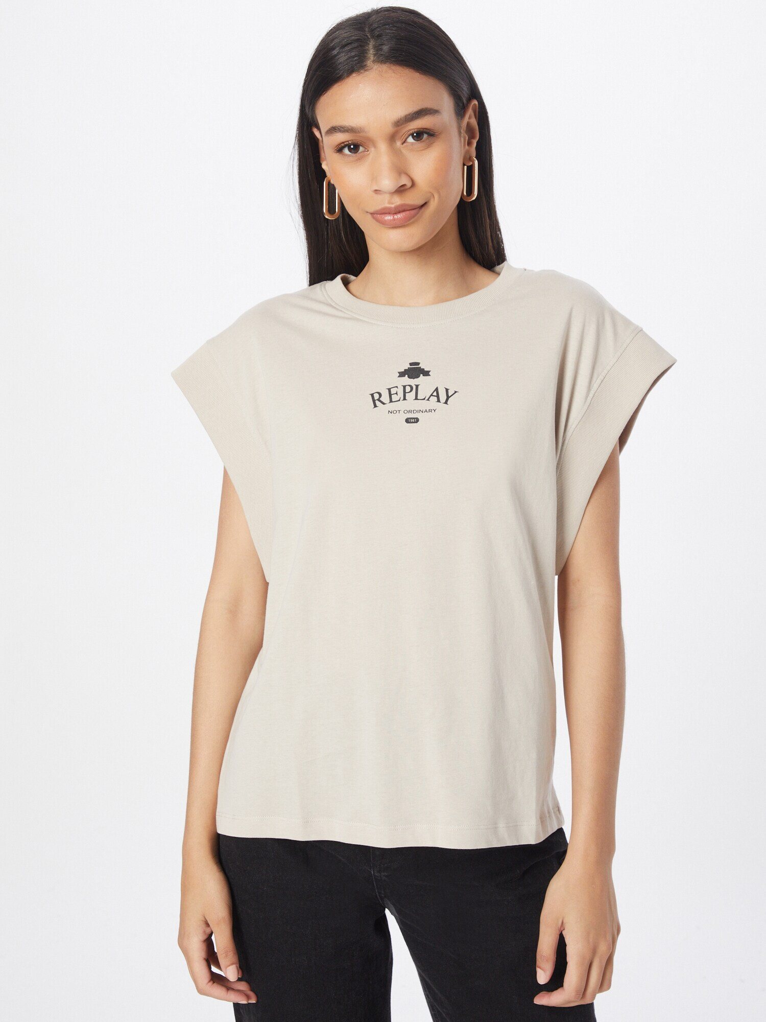 REPLAY Tricou bej deschis / negru - Pled.ro