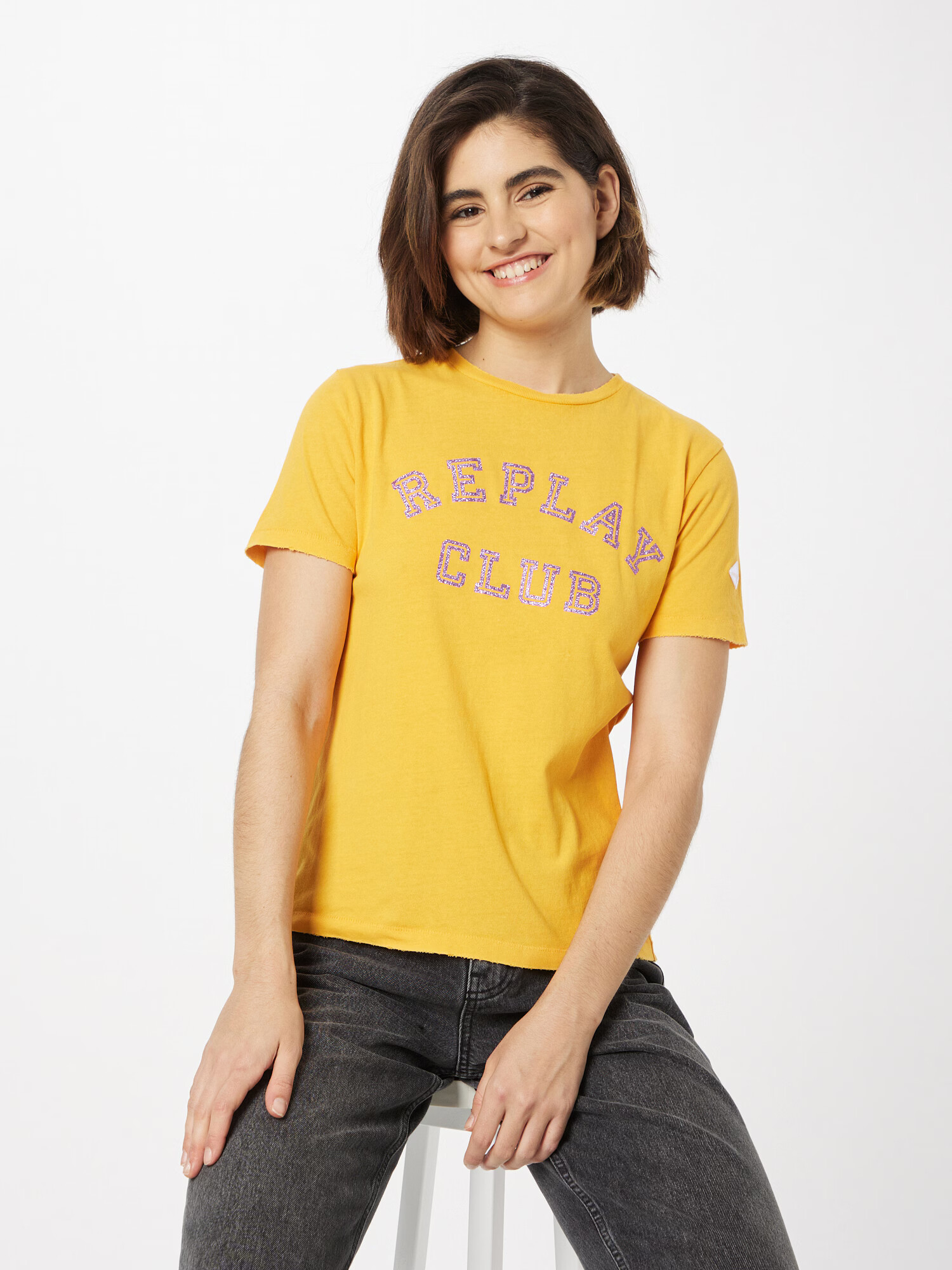 REPLAY Tricou galben / lila - Pled.ro