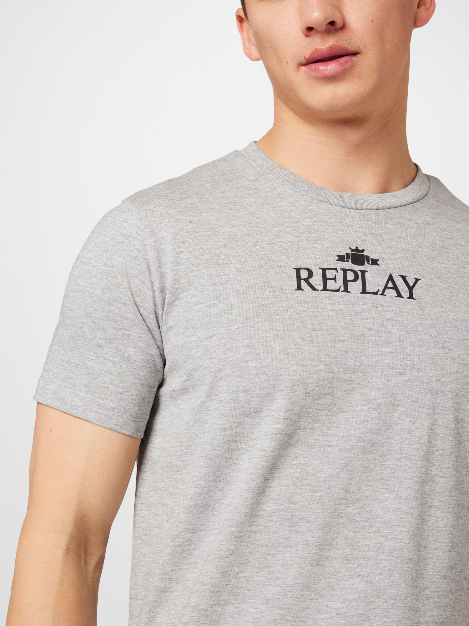 REPLAY Tricou gri / negru - Pled.ro