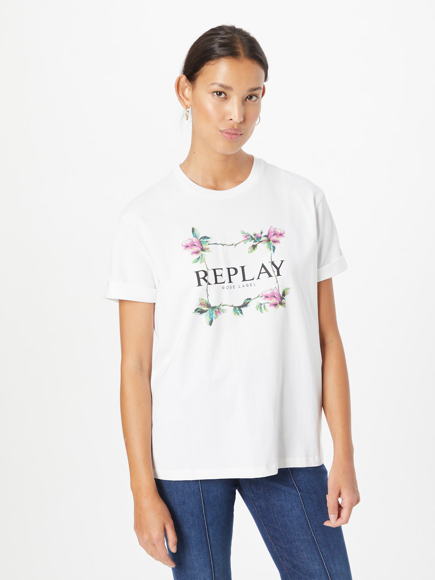 REPLAY Tricou maro închis / verde / lila / alb - Pled.ro