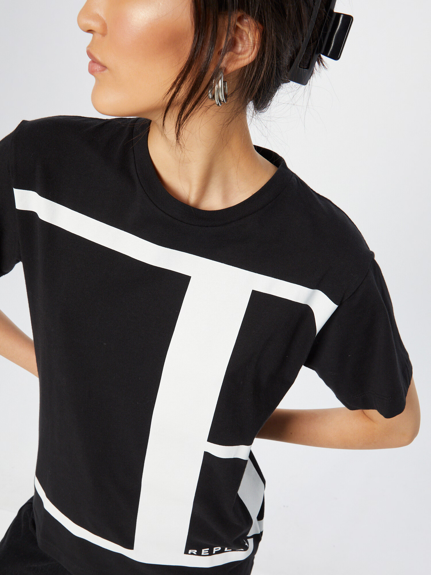 REPLAY Tricou negru / alb - Pled.ro