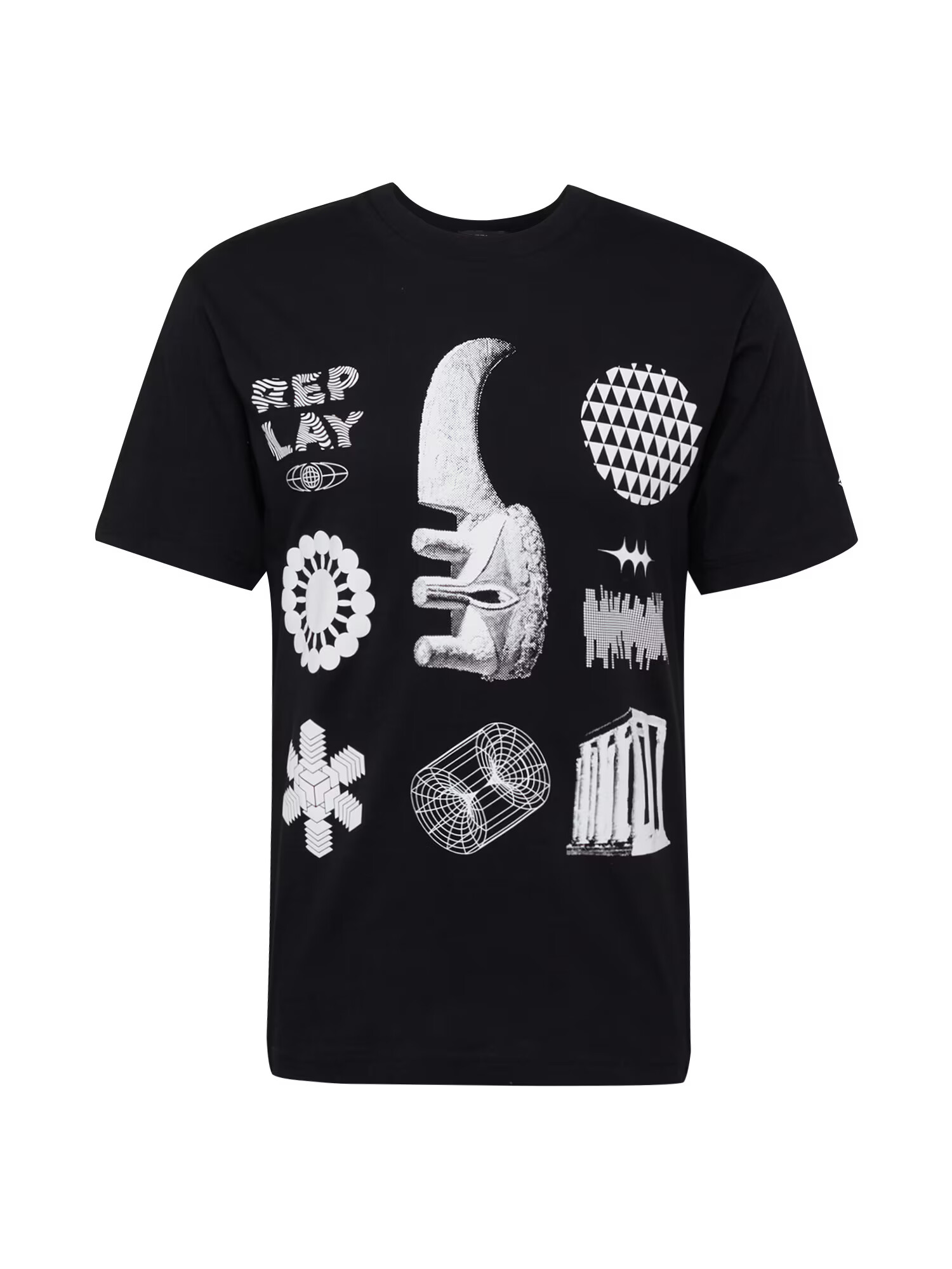 REPLAY Tricou negru / alb - Pled.ro