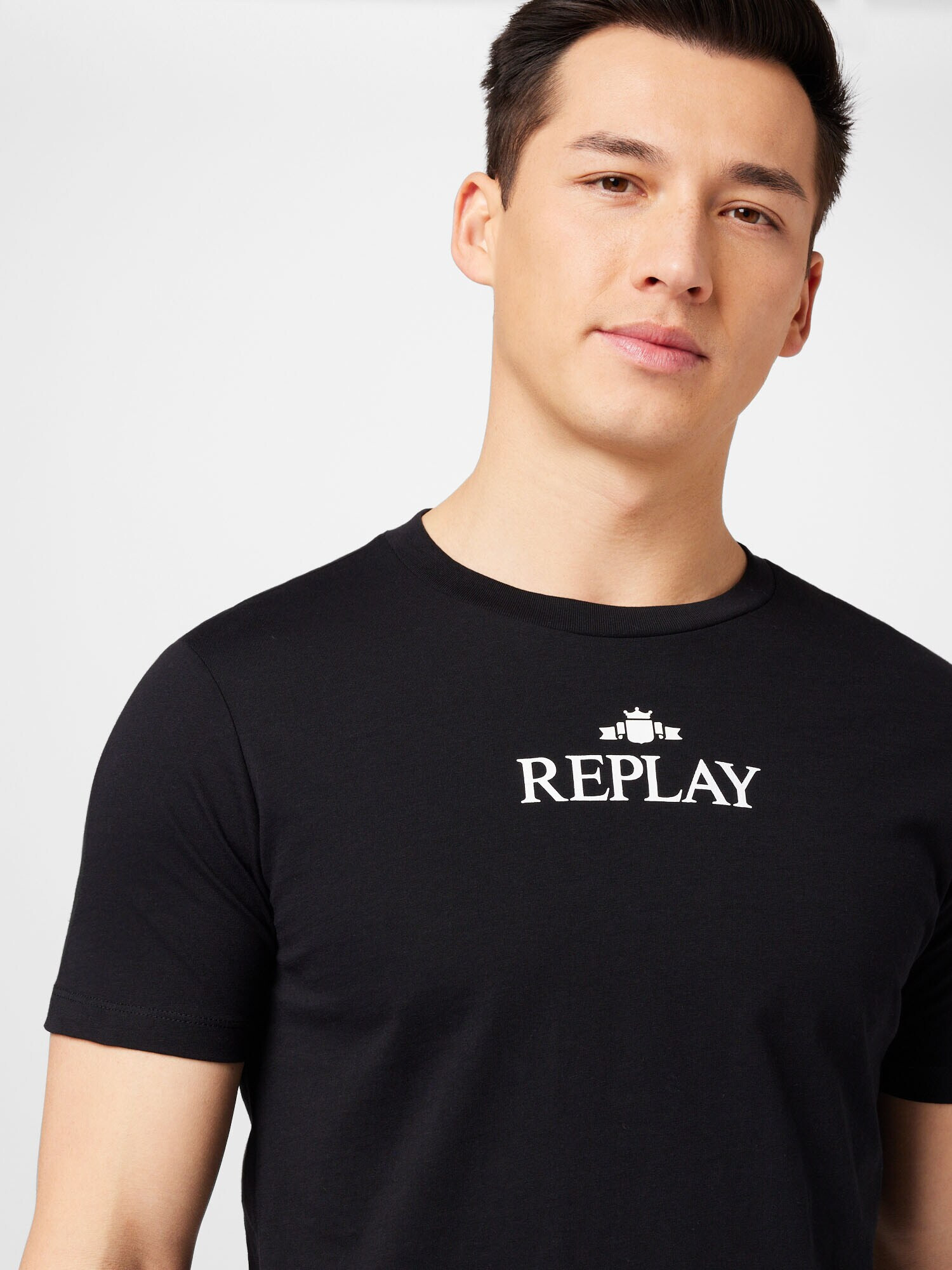 REPLAY Tricou negru / alb - Pled.ro