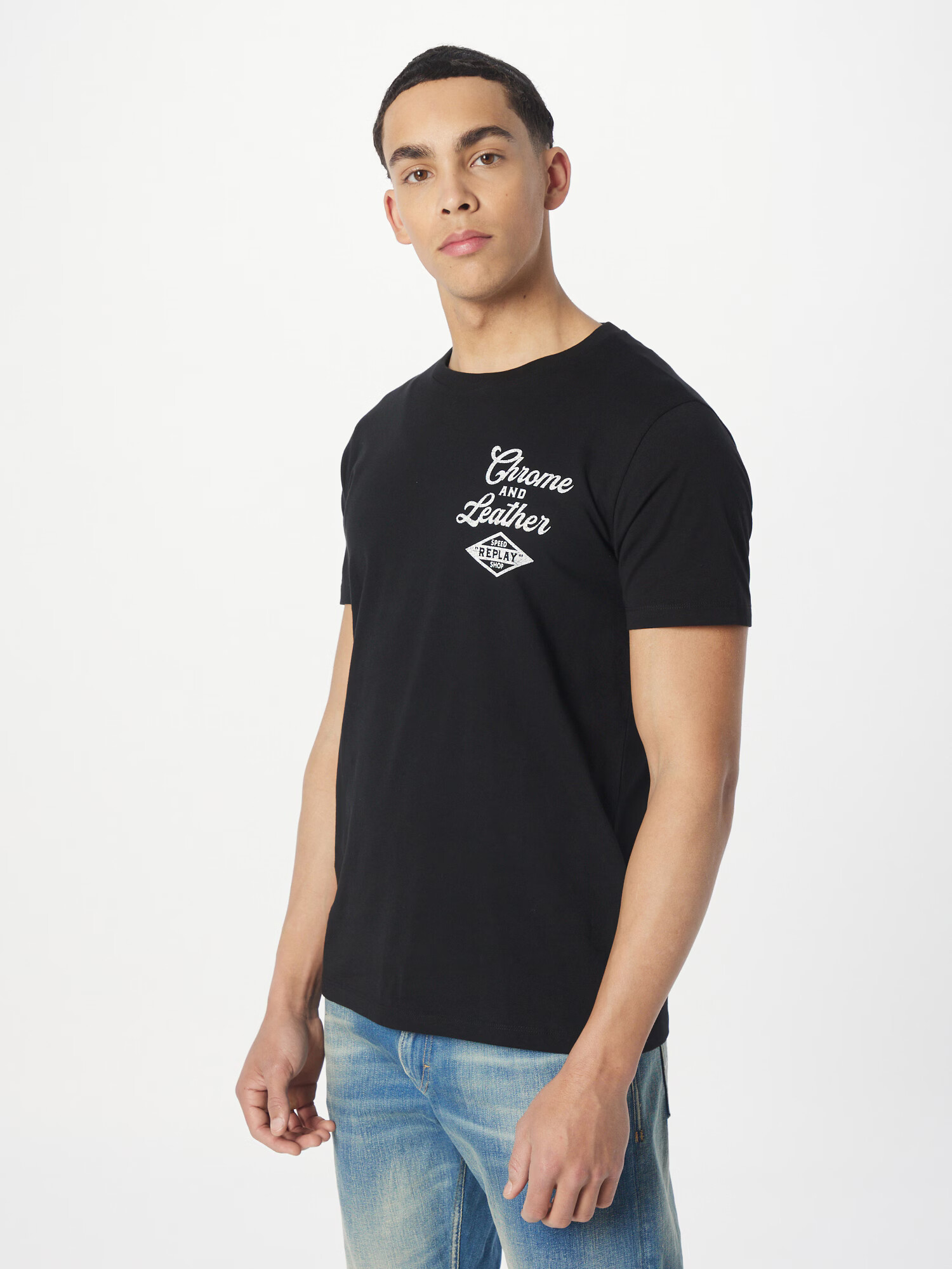 REPLAY Tricou negru / alb - Pled.ro