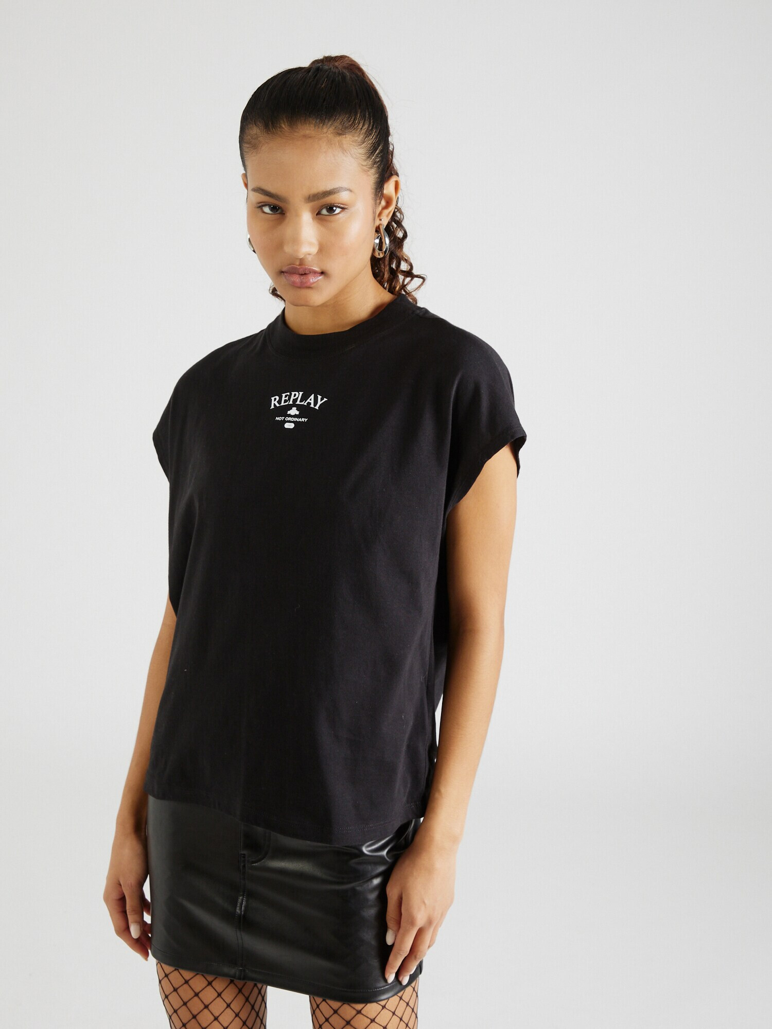 REPLAY Tricou negru / alb - Pled.ro