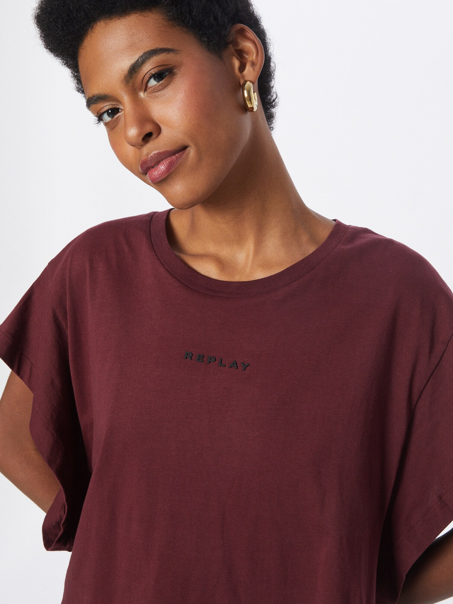 REPLAY Tricou roșu burgundy / negru - Pled.ro