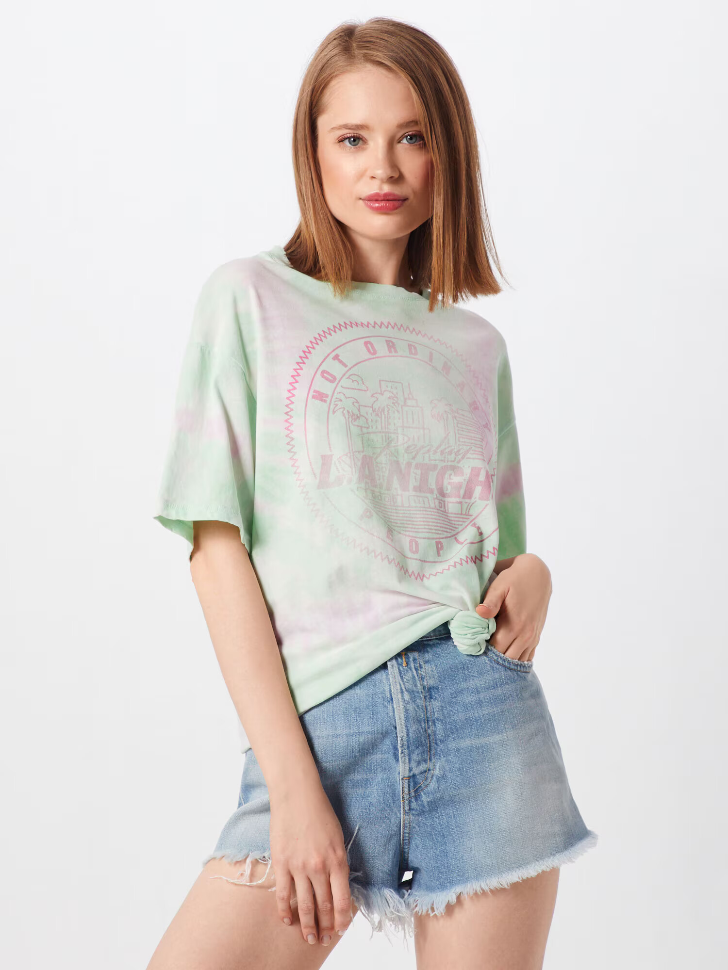 REPLAY Tricou verde mentă / roz / alb - Pled.ro