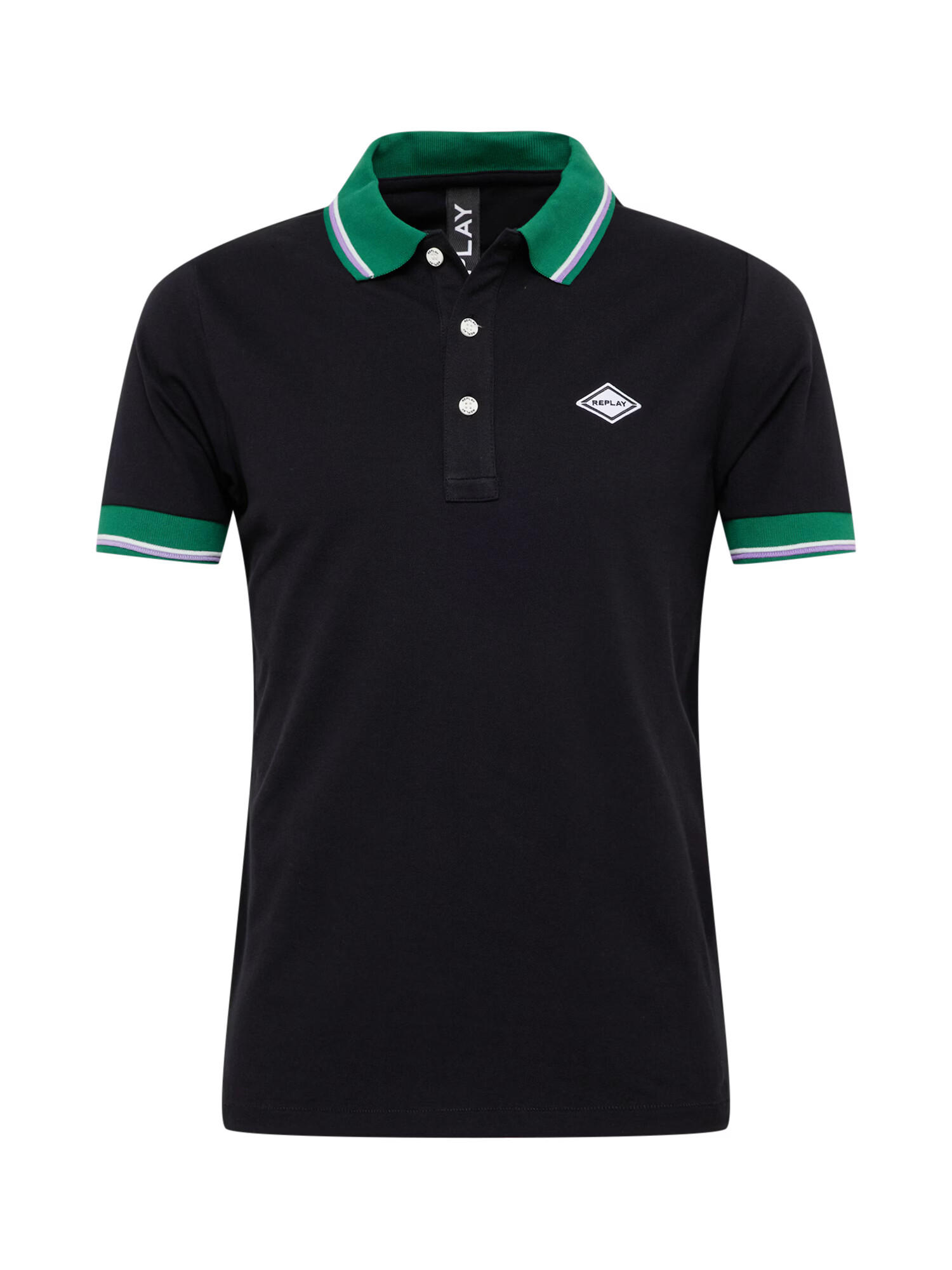 REPLAY Tricou verde / negru / alb - Pled.ro