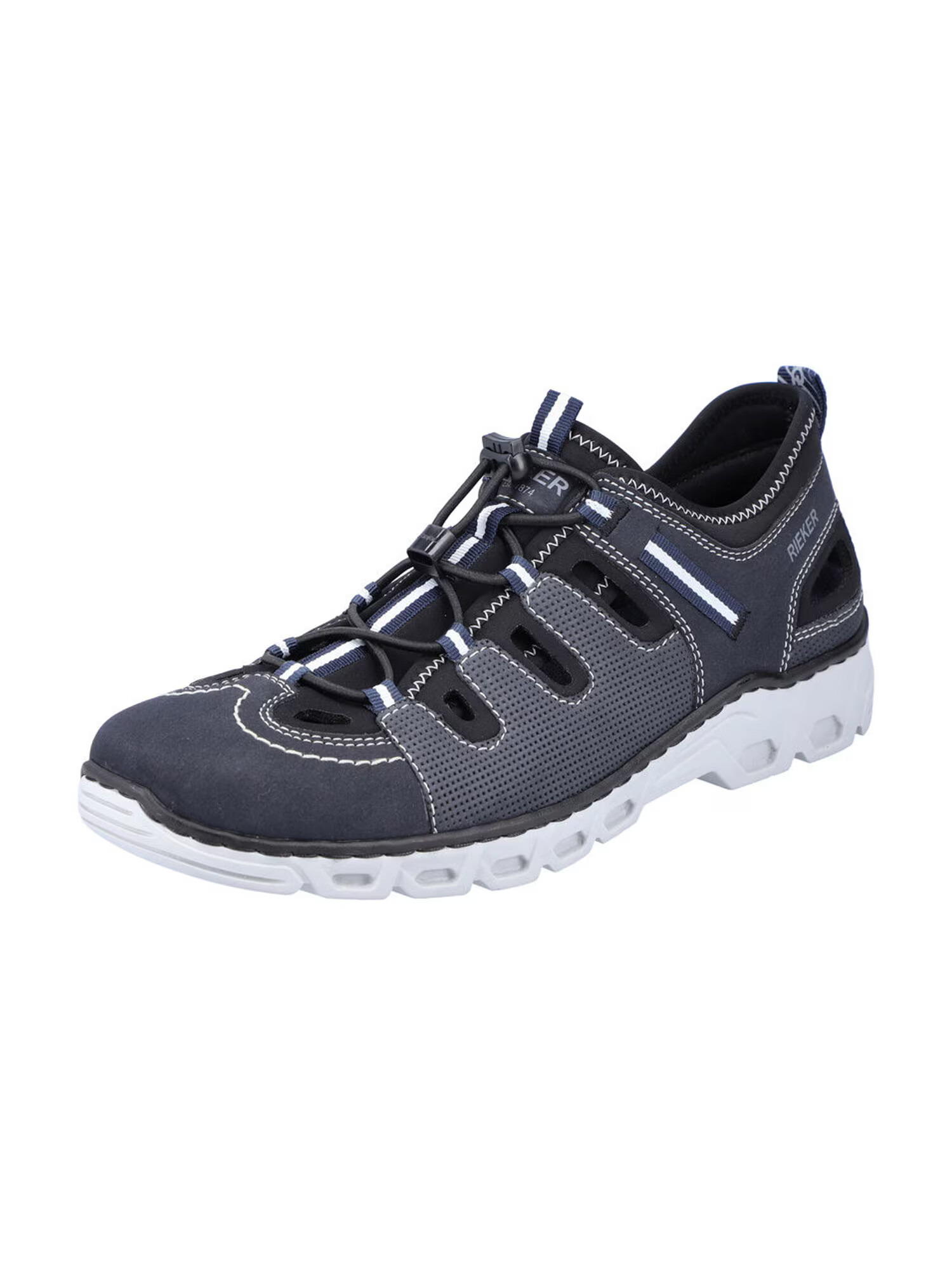 Rieker Sneaker low albastru porumbel / gri fumuriu / alb - Pled.ro