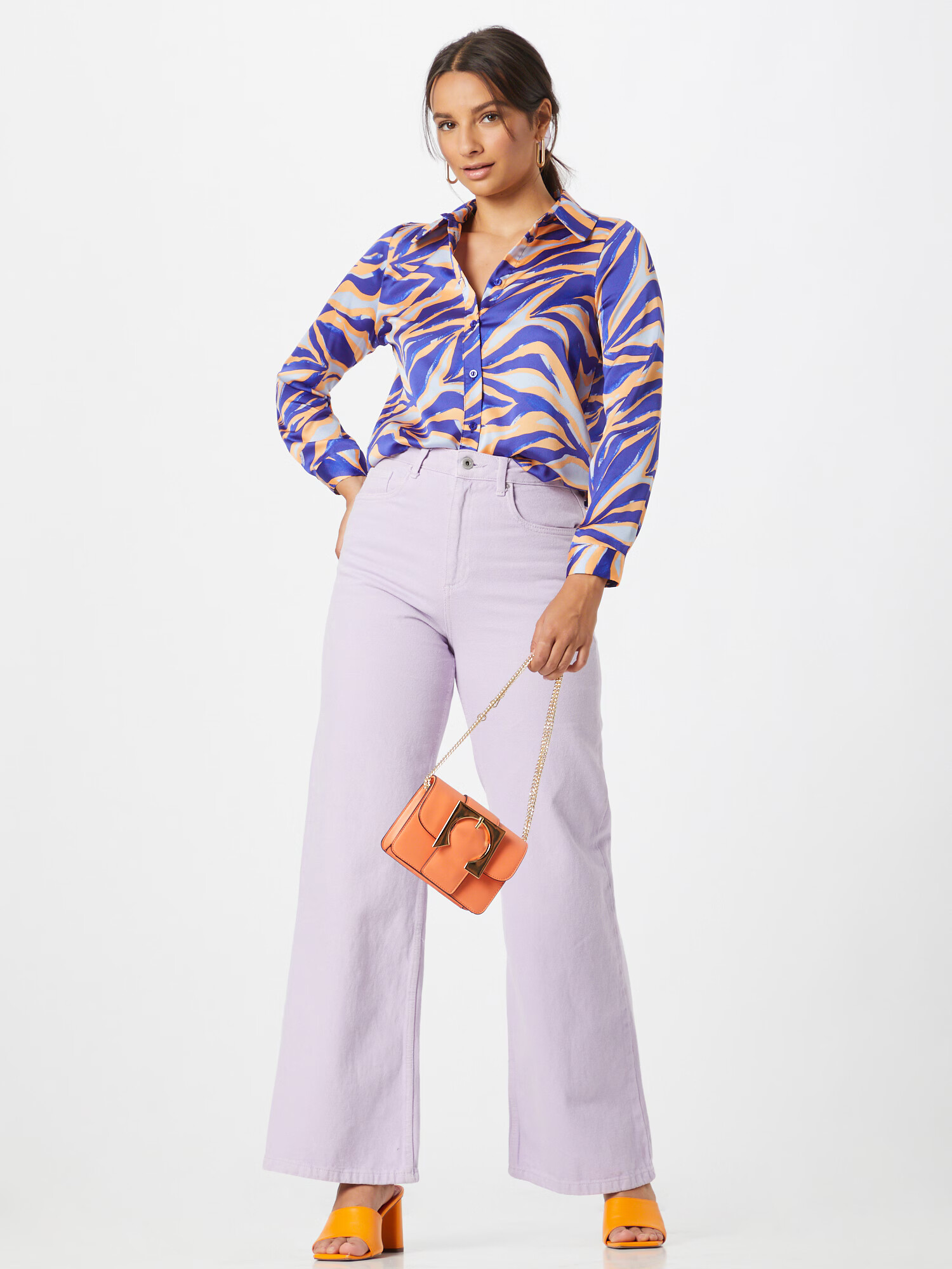 River Island Bluză albastru violet / portocaliu somon / alb - Pled.ro