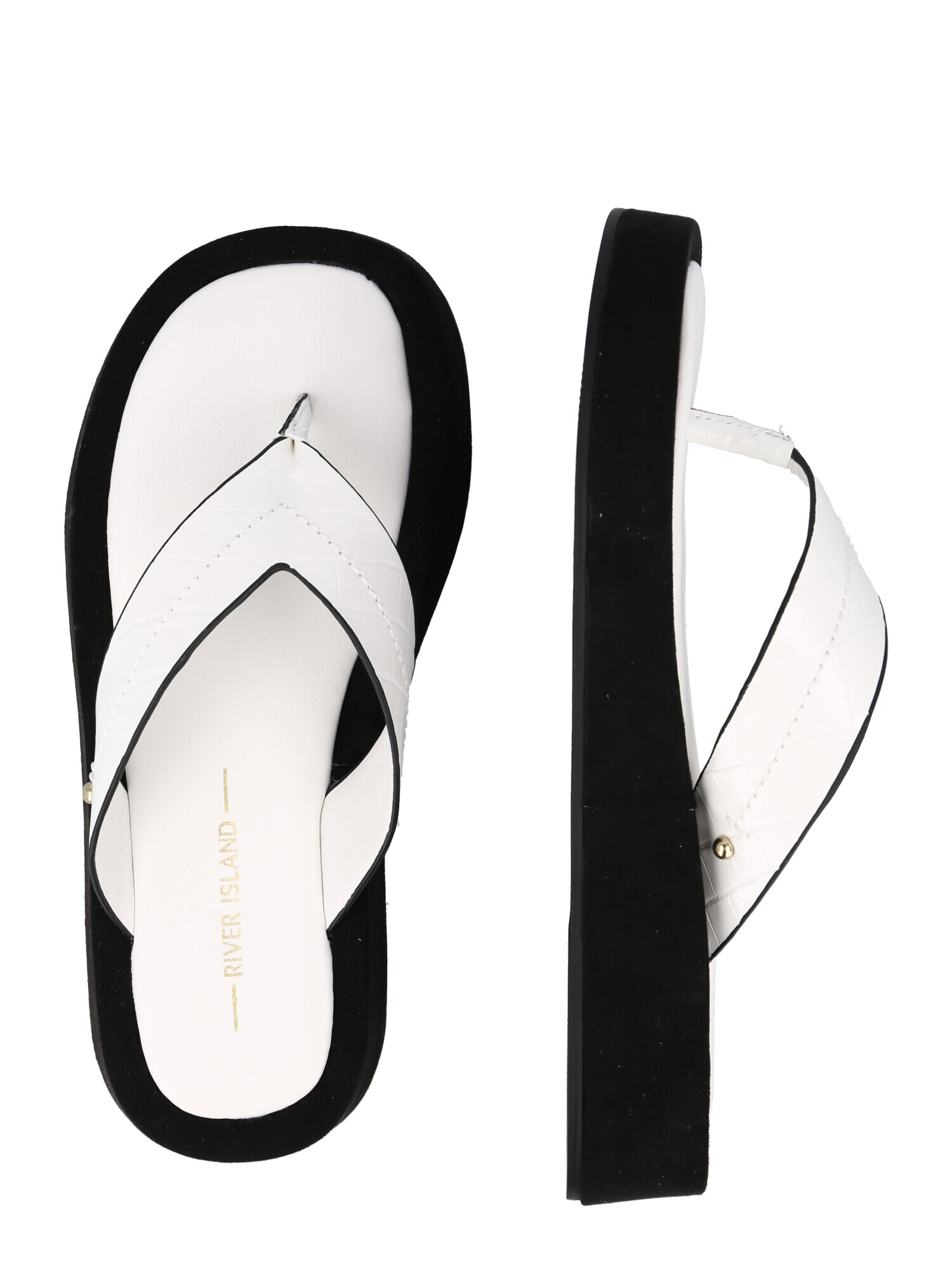 River Island Flip-flops negru / alb - Pled.ro