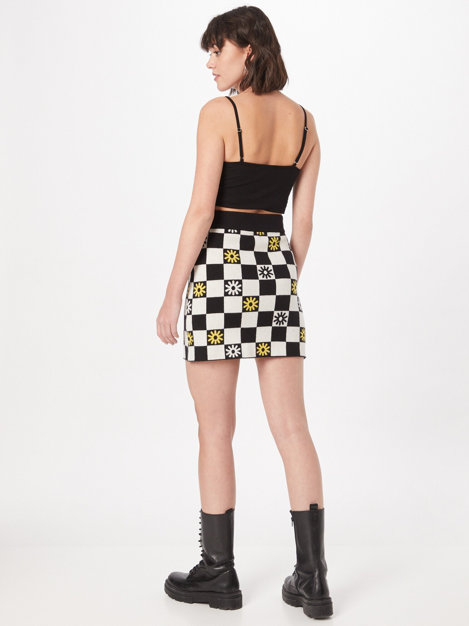 River Island Fustă 'HOUNDSTOOTH' galben / negru / alb - Pled.ro