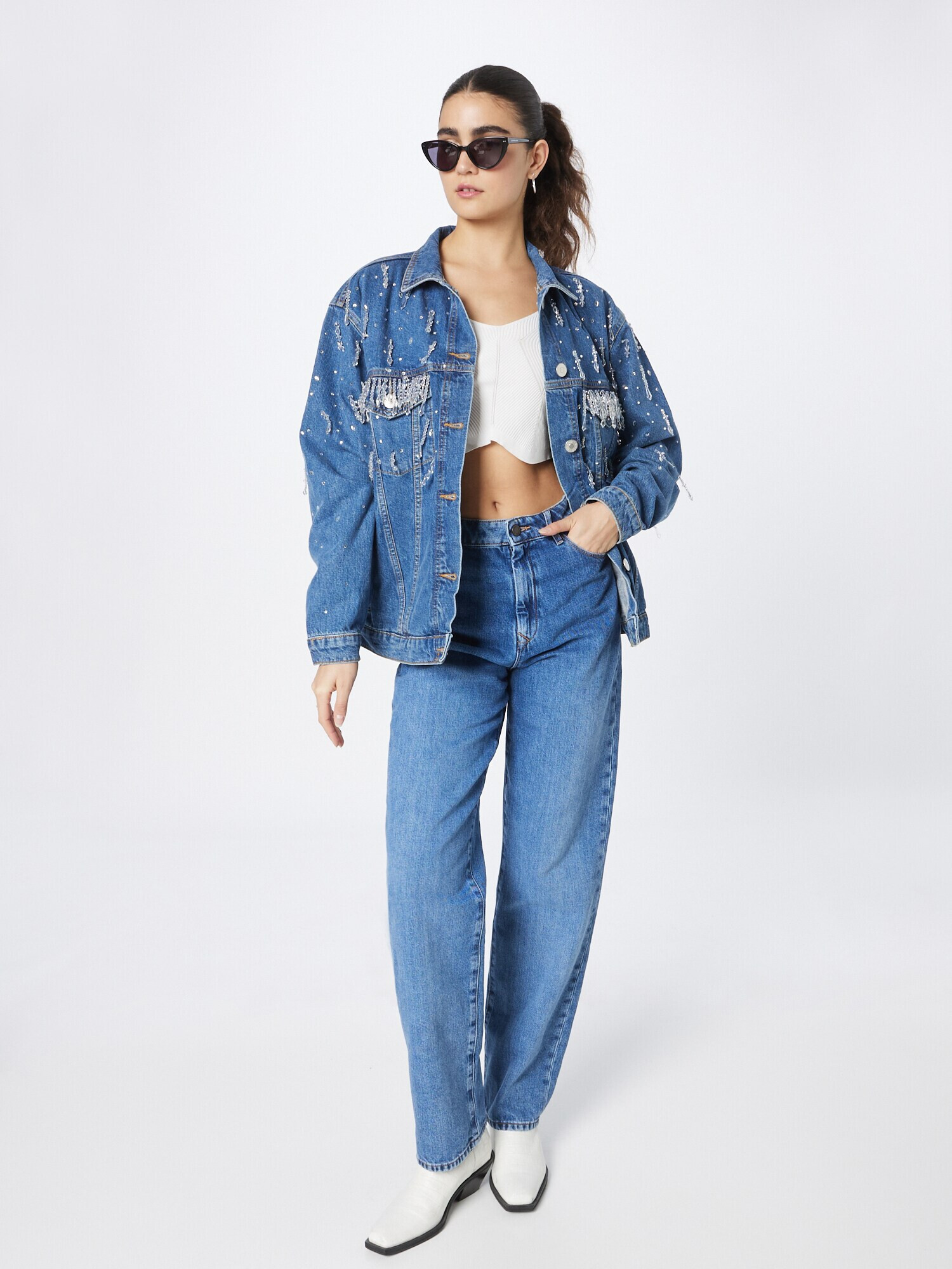 River Island Geacă de primăvară-toamnă albastru denim - Pled.ro