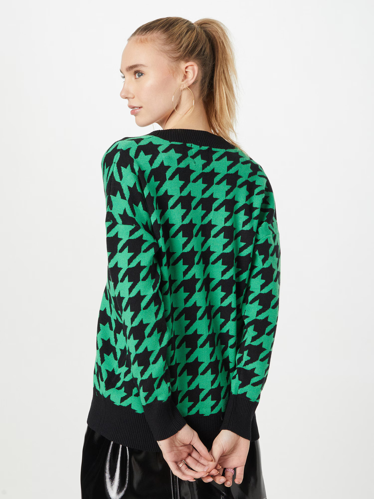 River Island Geacă tricotată 'DOGSTOOTH' verde / negru - Pled.ro