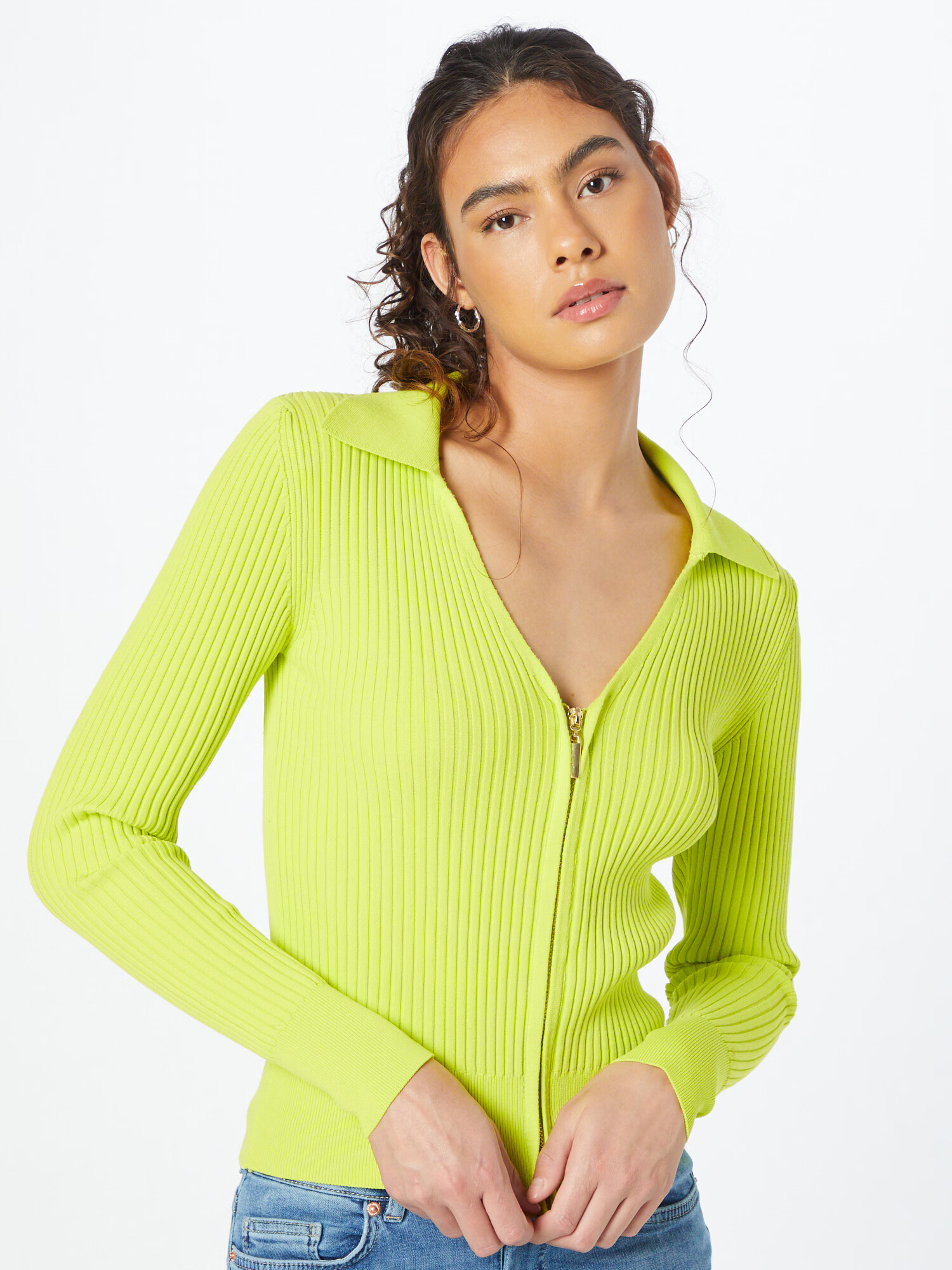 River Island Geacă tricotată verde limetă - Pled.ro