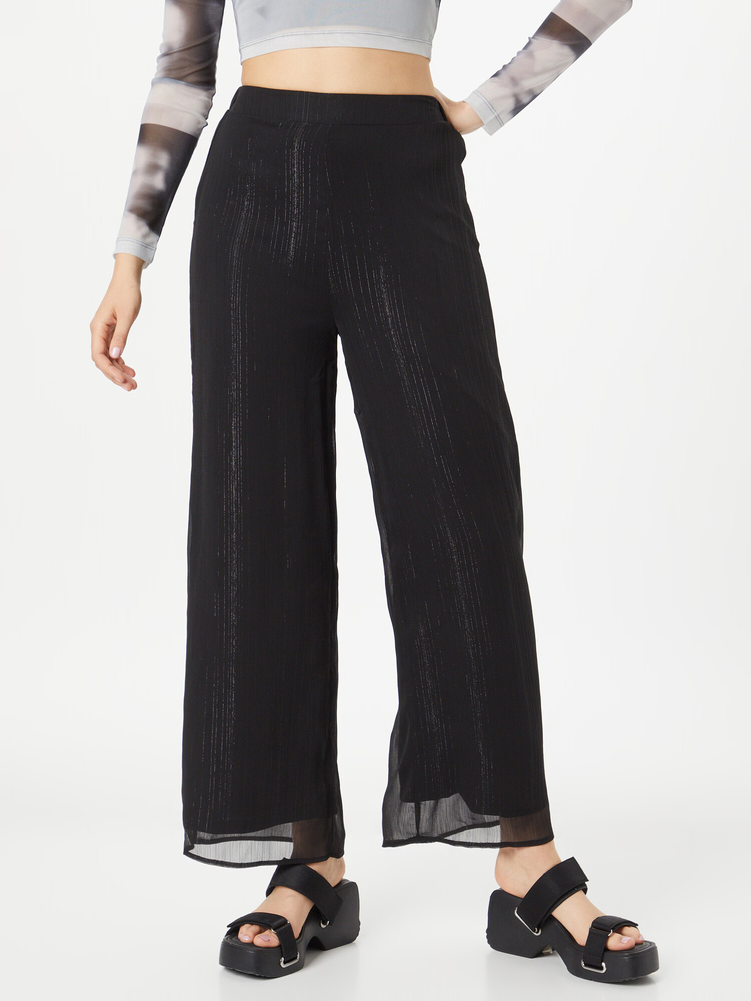 River Island Pantaloni gri argintiu / negru - Pled.ro