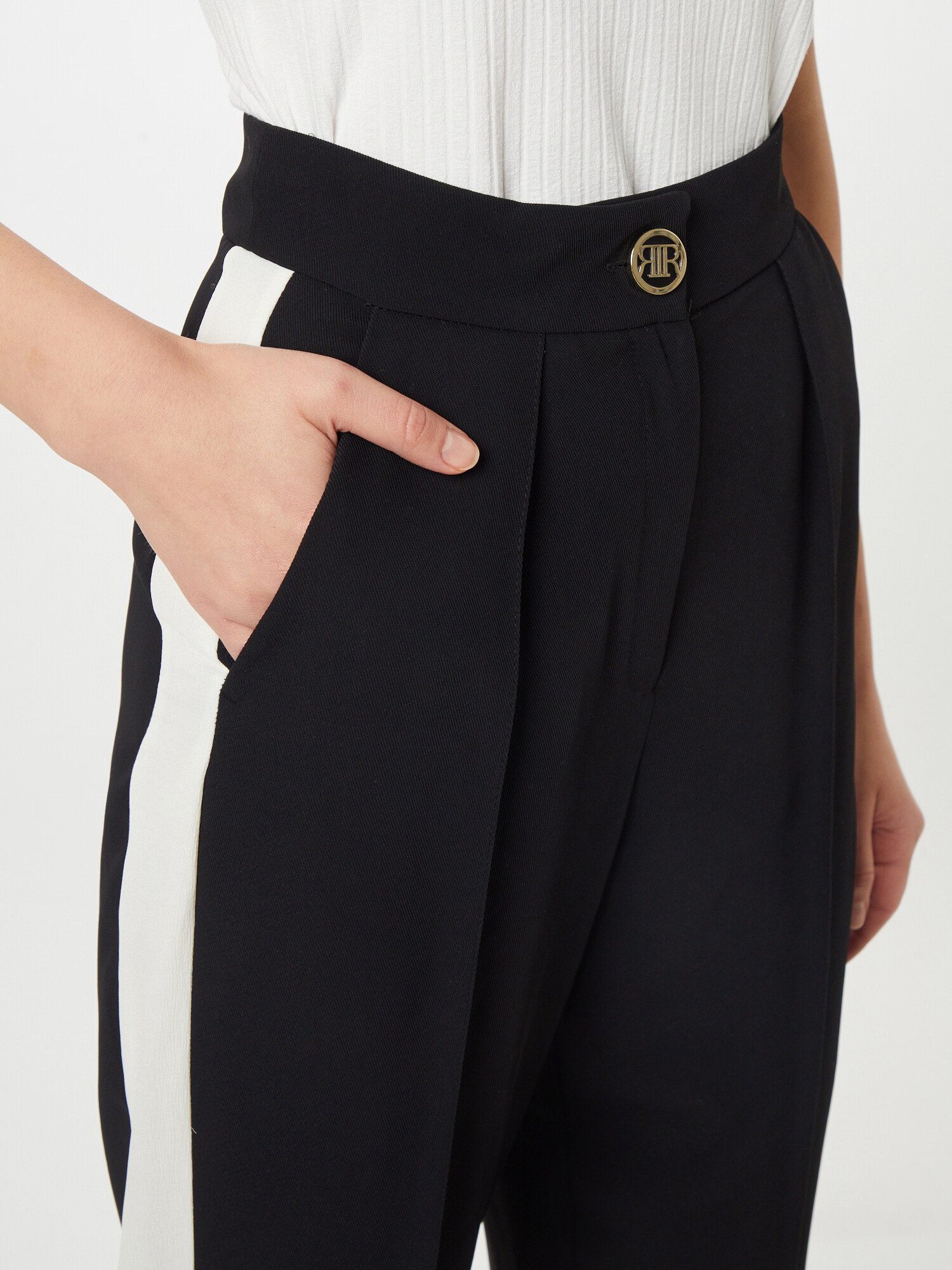 River Island Pantaloni negru / alb - Pled.ro