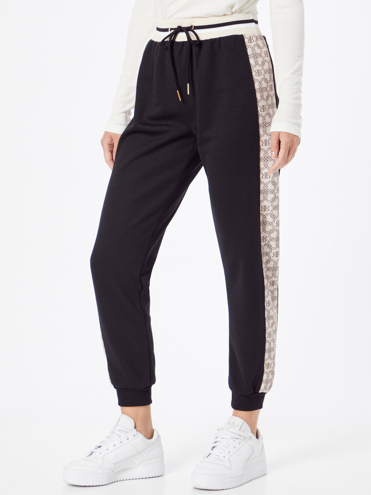 River Island Pantaloni 'RIVER CHAIN' negru / alb - Pled.ro