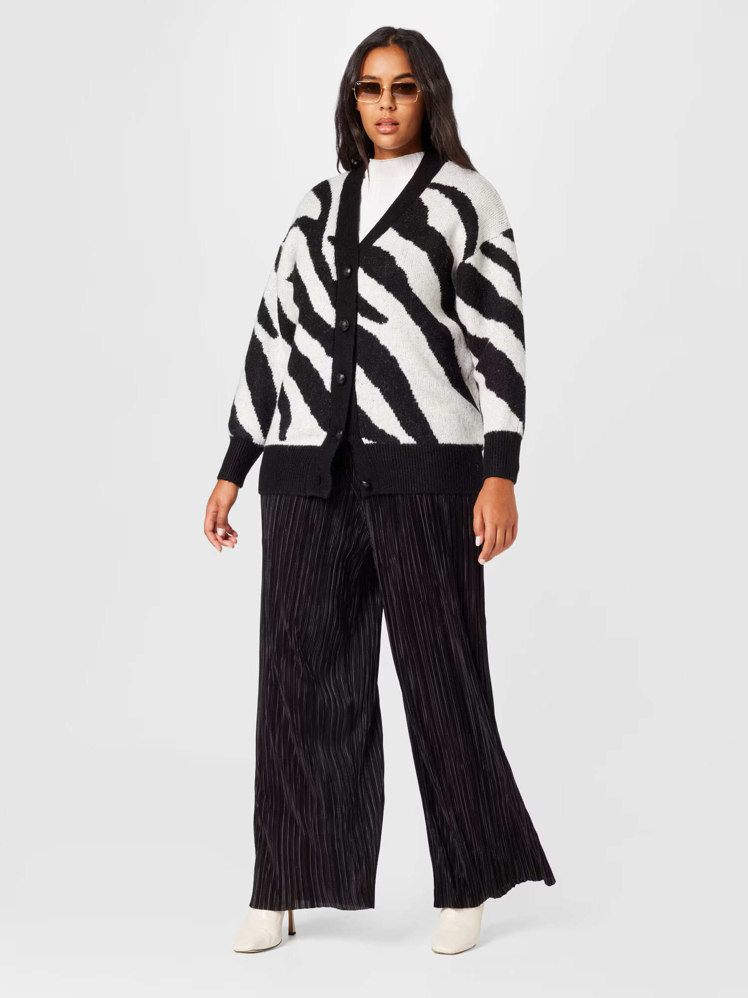 River Island Plus Geacă tricotată negru / alb - Pled.ro