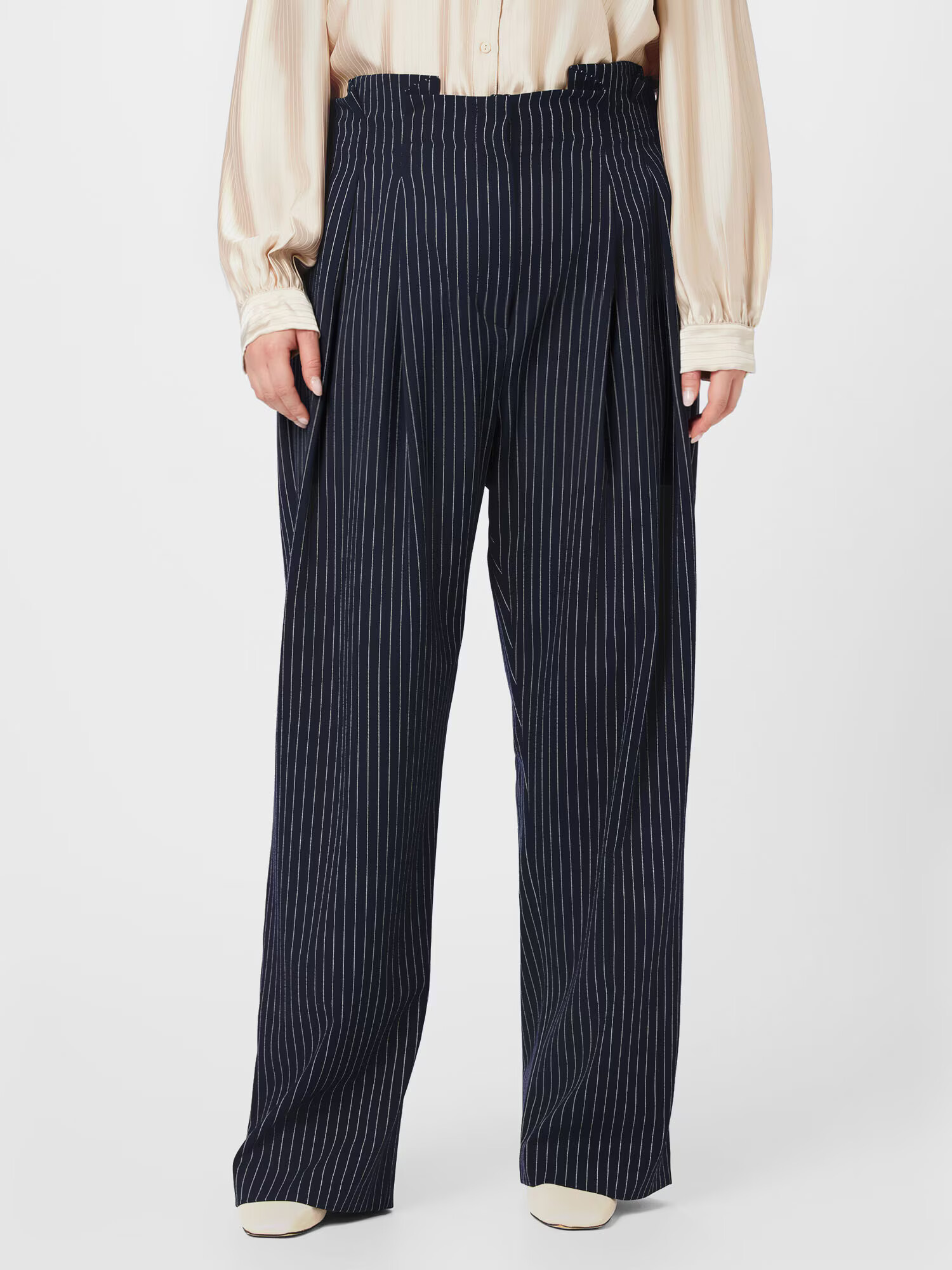 River Island Plus Pantaloni cutați bleumarin / alb - Pled.ro